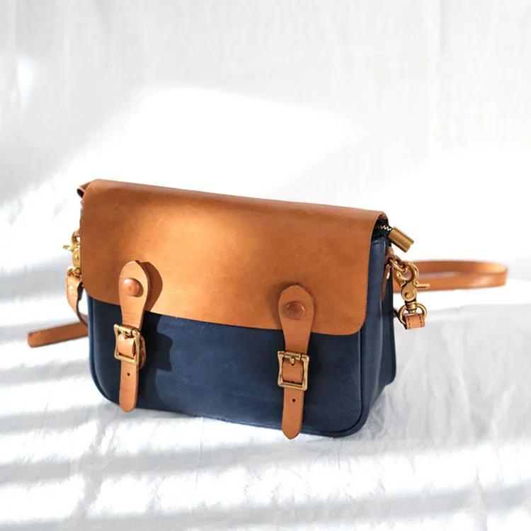 Ladies Vintage Leather Crossbody Satchel Purse Messenger Bag For Women