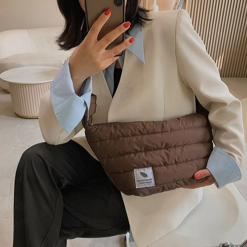 LEFTSIDE Lattice Large Armpit bag 2021 Winter New High quality Women's Designer Handbag Vintage High capacity Shoulder Bags