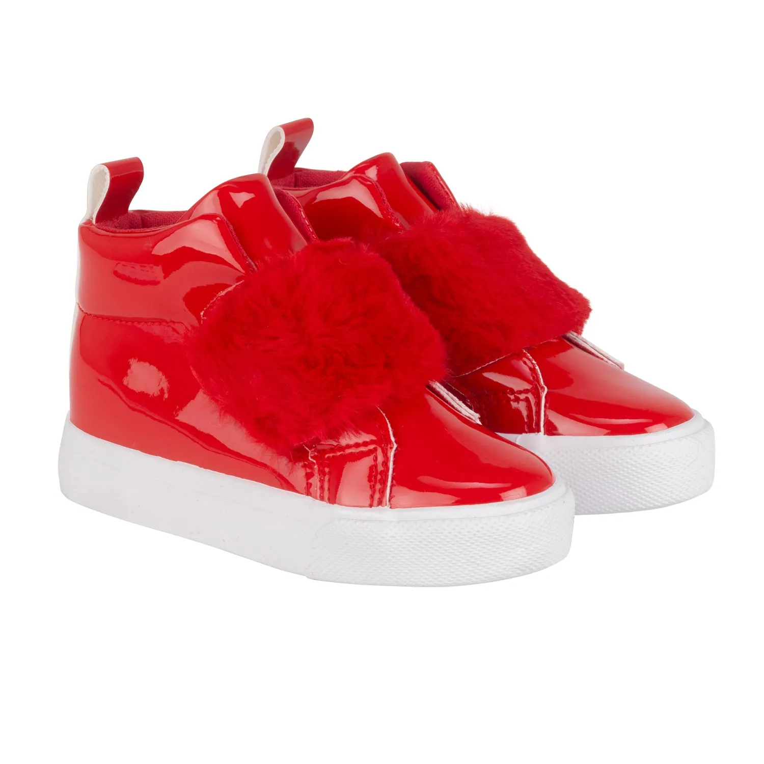 Little A Furever LA24511 White Pink Red Velcro Ankle Boots