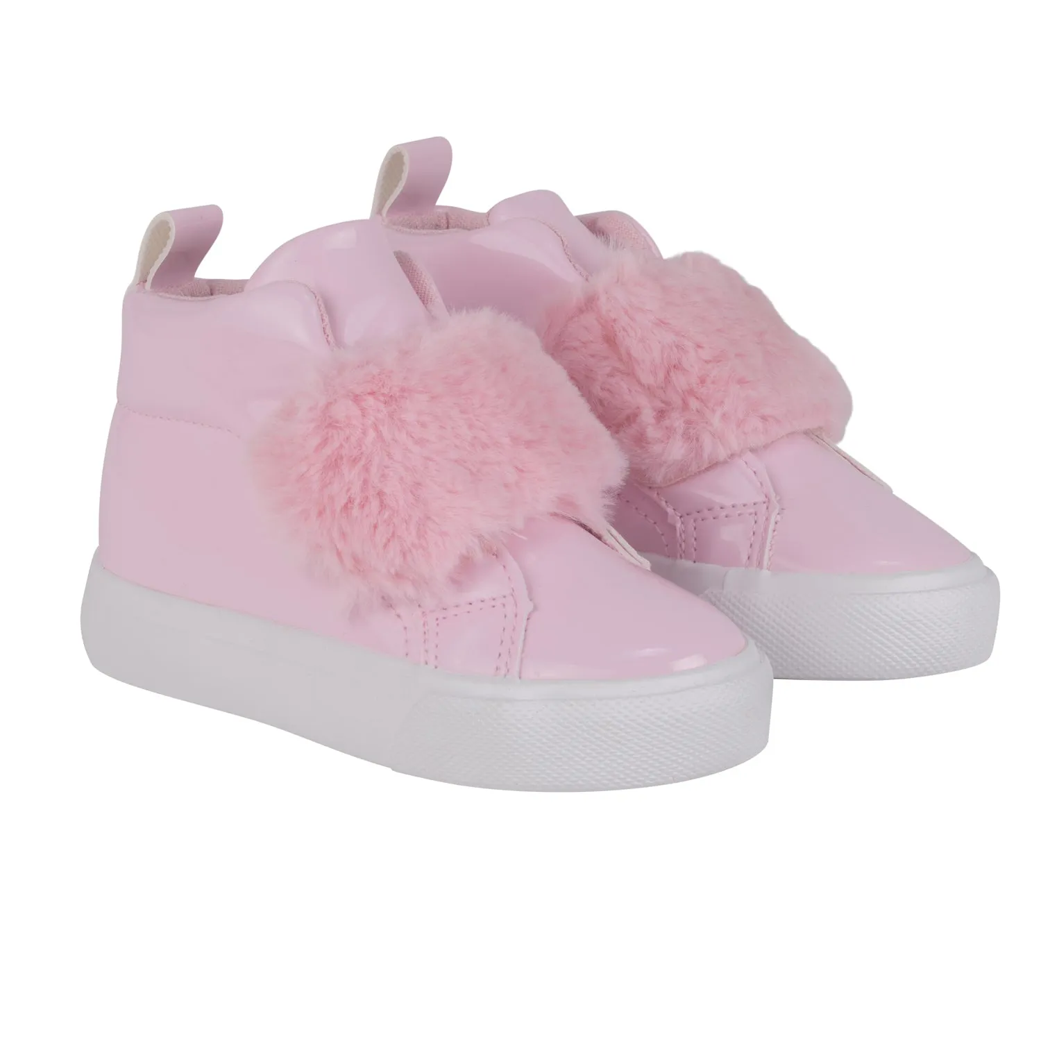 Little A Furever LA24511 White Pink Red Velcro Ankle Boots
