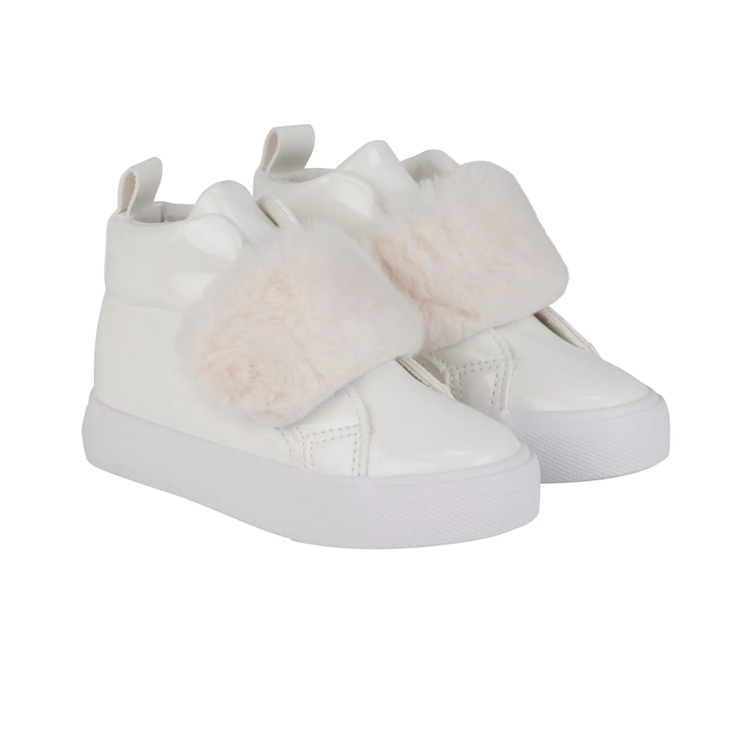 Little A Furever LA24511 White Pink Red Velcro Ankle Boots