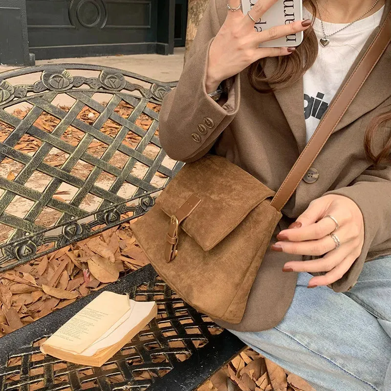 MAYTRENDS  -  Vintage Brown Suede Soft PU Leather Women Shoulder Bags Large Capacity Crossbody Bag Tote Bag High Quality Fashion Hobo Handbags