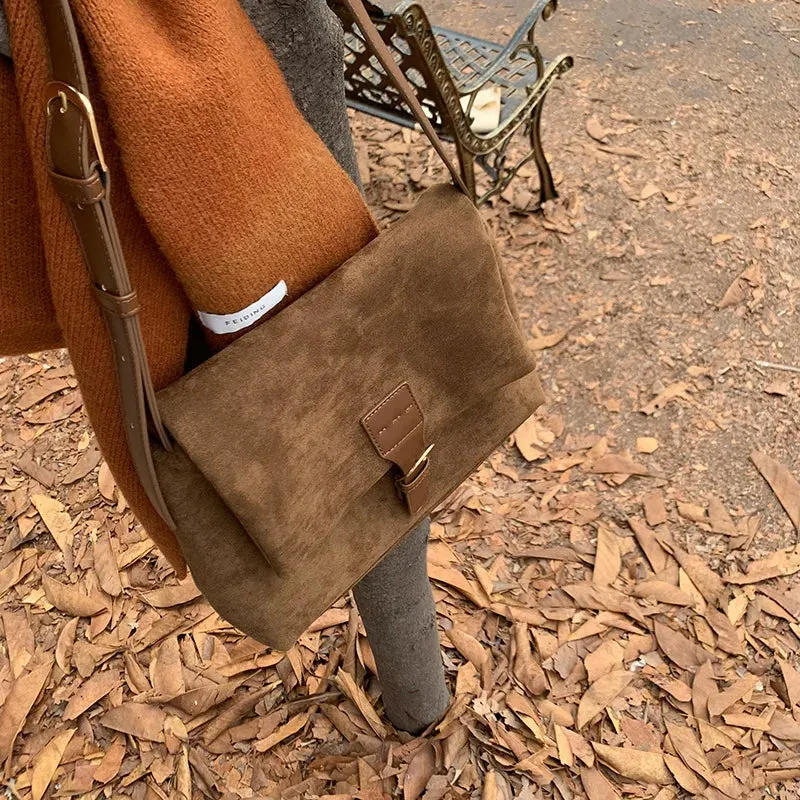 MAYTRENDS  -  Vintage Brown Suede Soft PU Leather Women Shoulder Bags Large Capacity Crossbody Bag Tote Bag High Quality Fashion Hobo Handbags