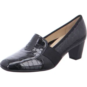 Patent Croc Low Heeled Court Shoe