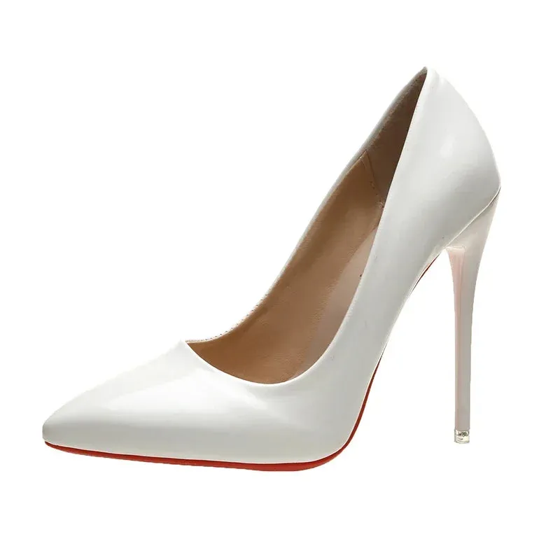 Pointed Toe Super High Heel Red Bottom Pumps