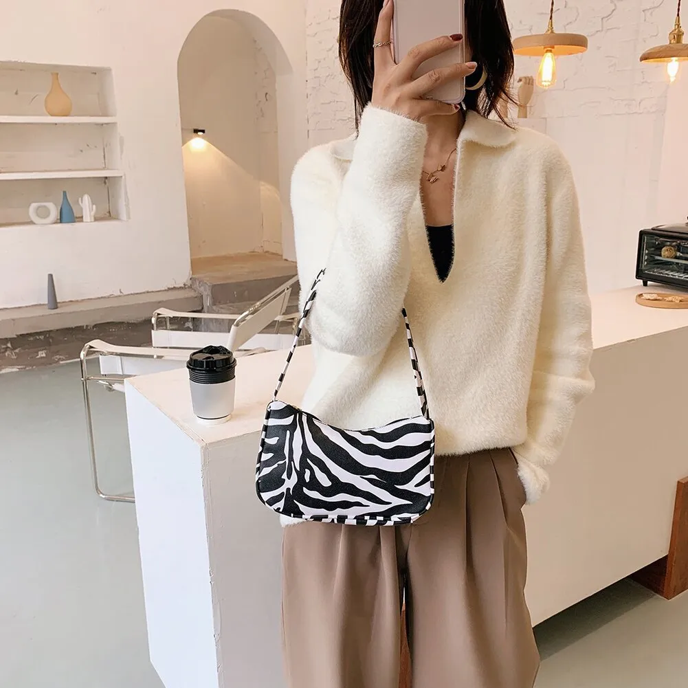 Portable Mini Underarm Bag Purse Ladies Animal Pattern Retro PU Shoulder Handbags Youth Ladies Simple Versatile Bags 2021 Trend