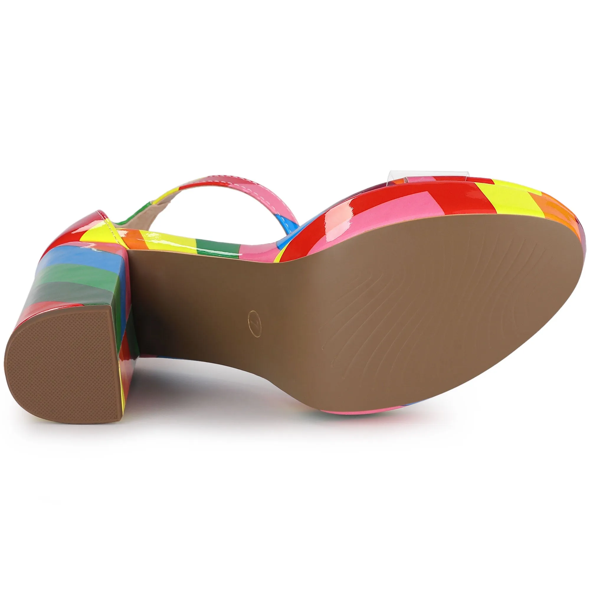 Printed Clear Platform Chunky Heel Sandals