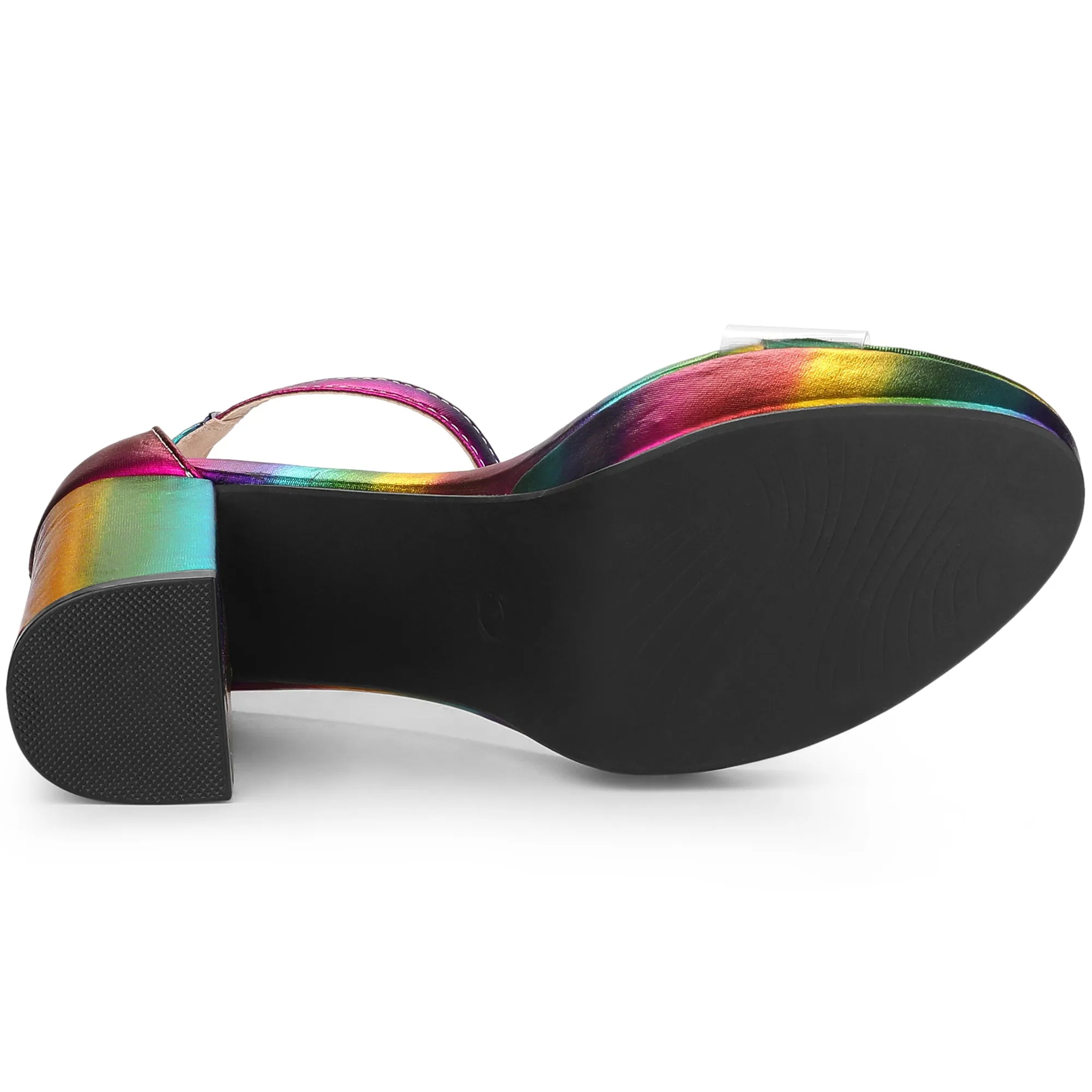 Printed Clear Platform Chunky Heel Sandals