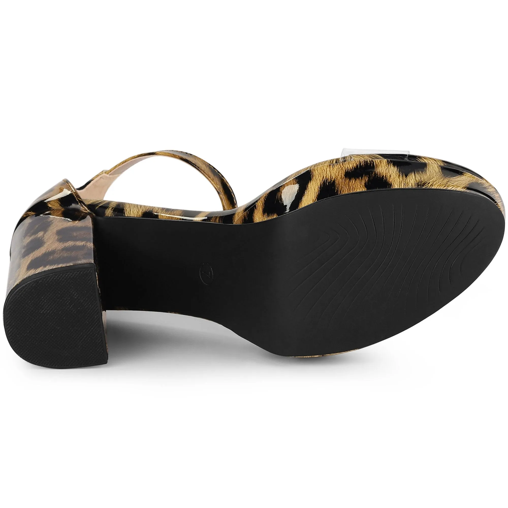 Printed Clear Platform Chunky Heel Sandals