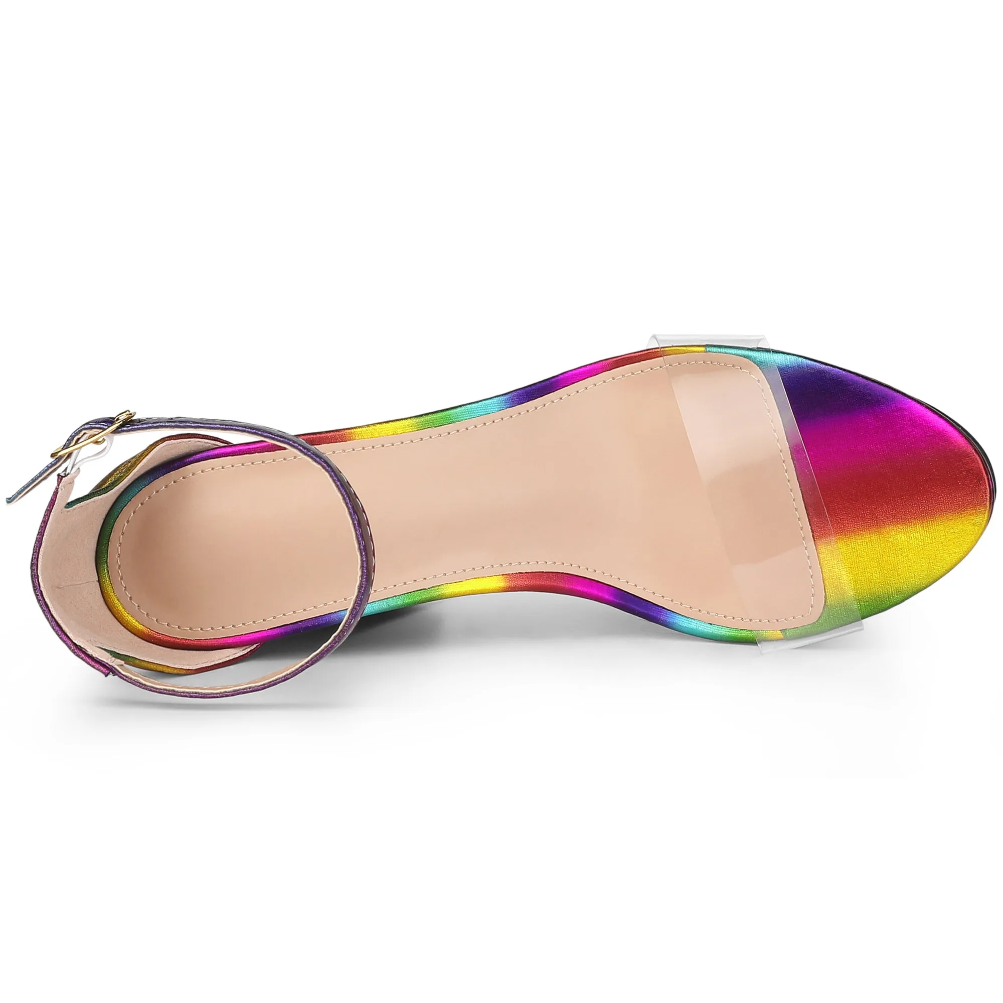 Printed Clear Platform Chunky Heel Sandals