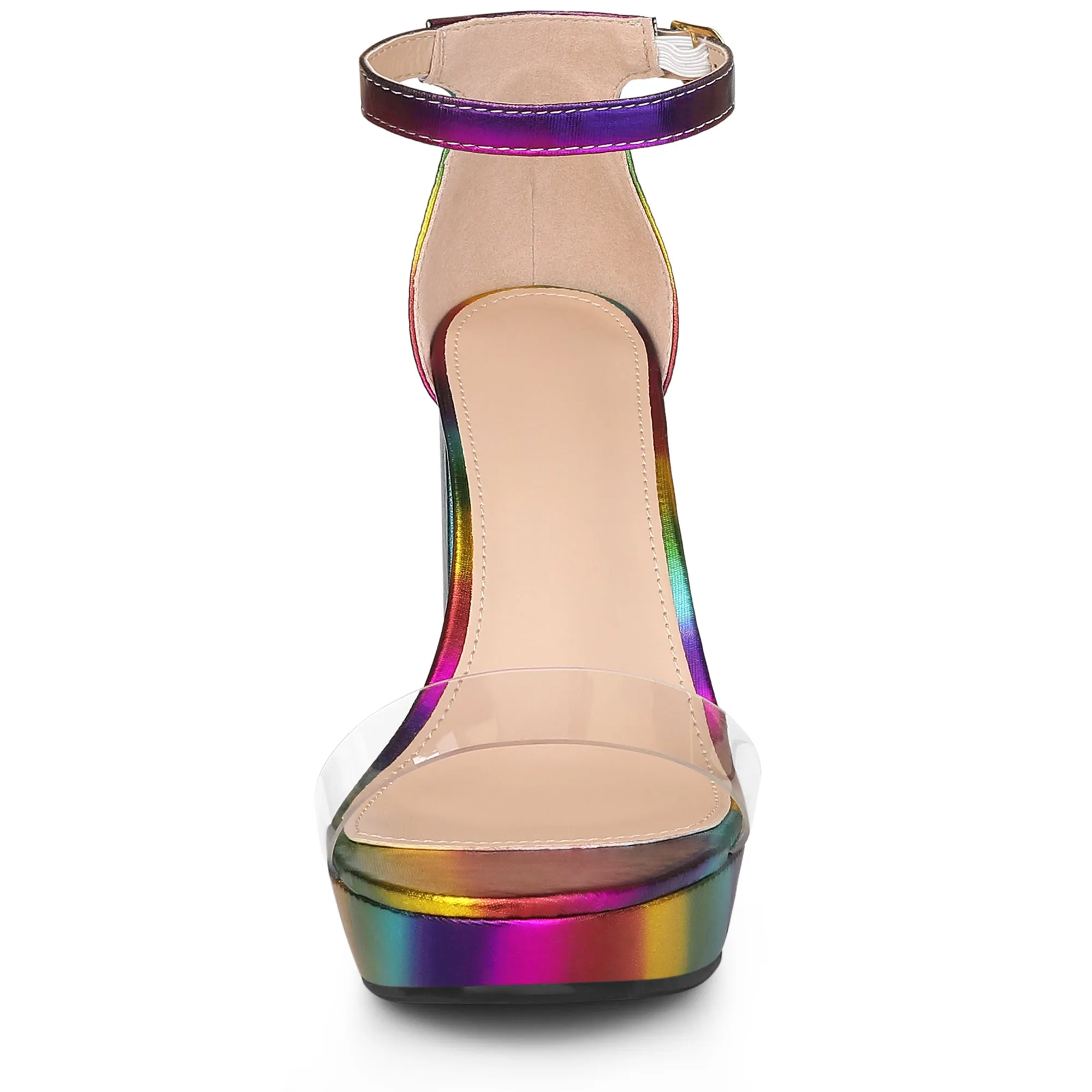 Printed Clear Platform Chunky Heel Sandals
