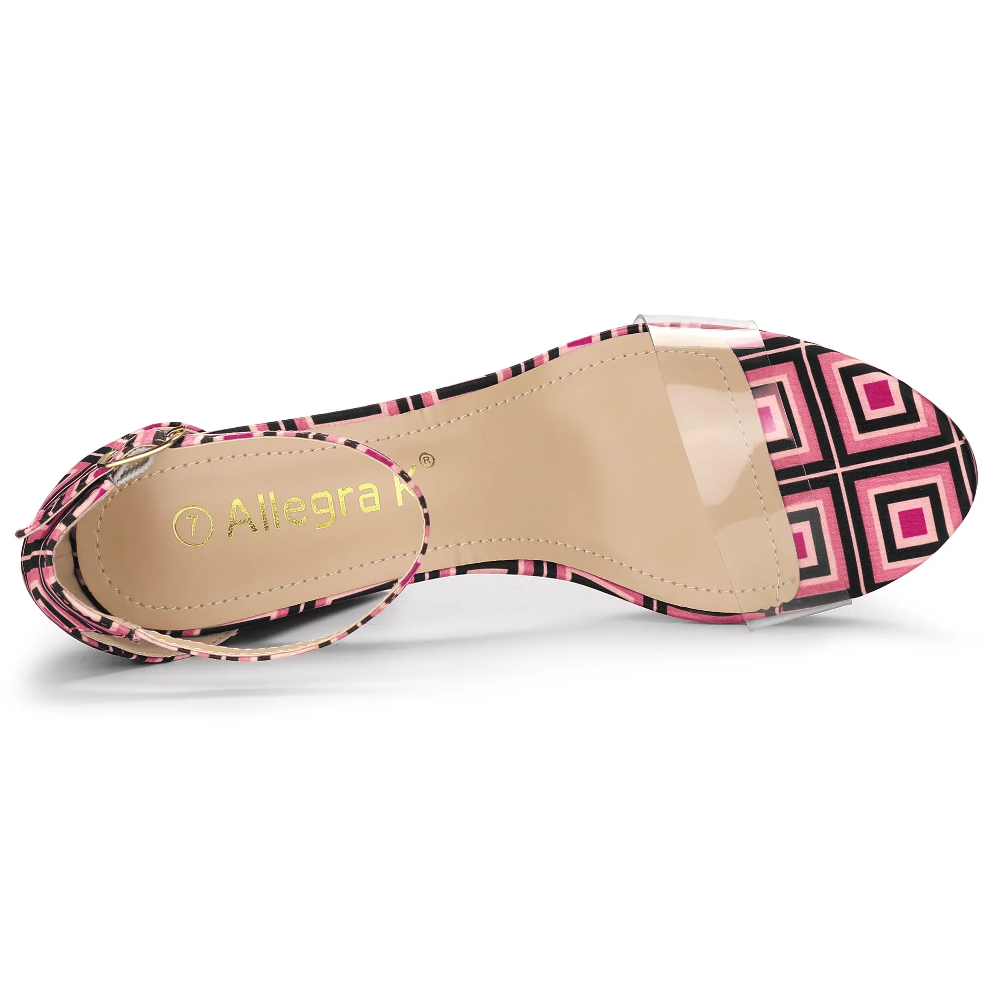 Printed Clear Platform Chunky Heel Sandals