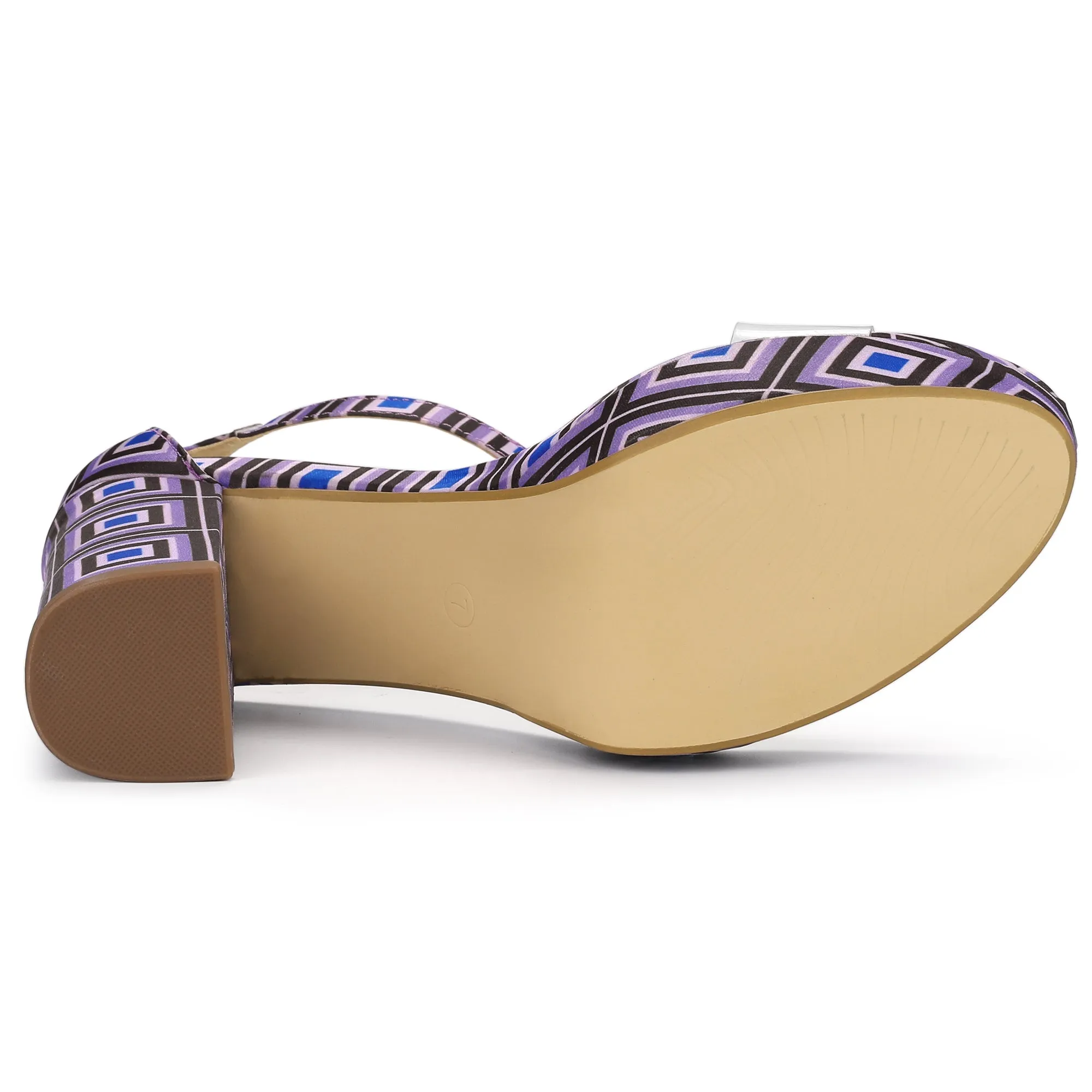 Printed Clear Platform Chunky Heel Sandals
