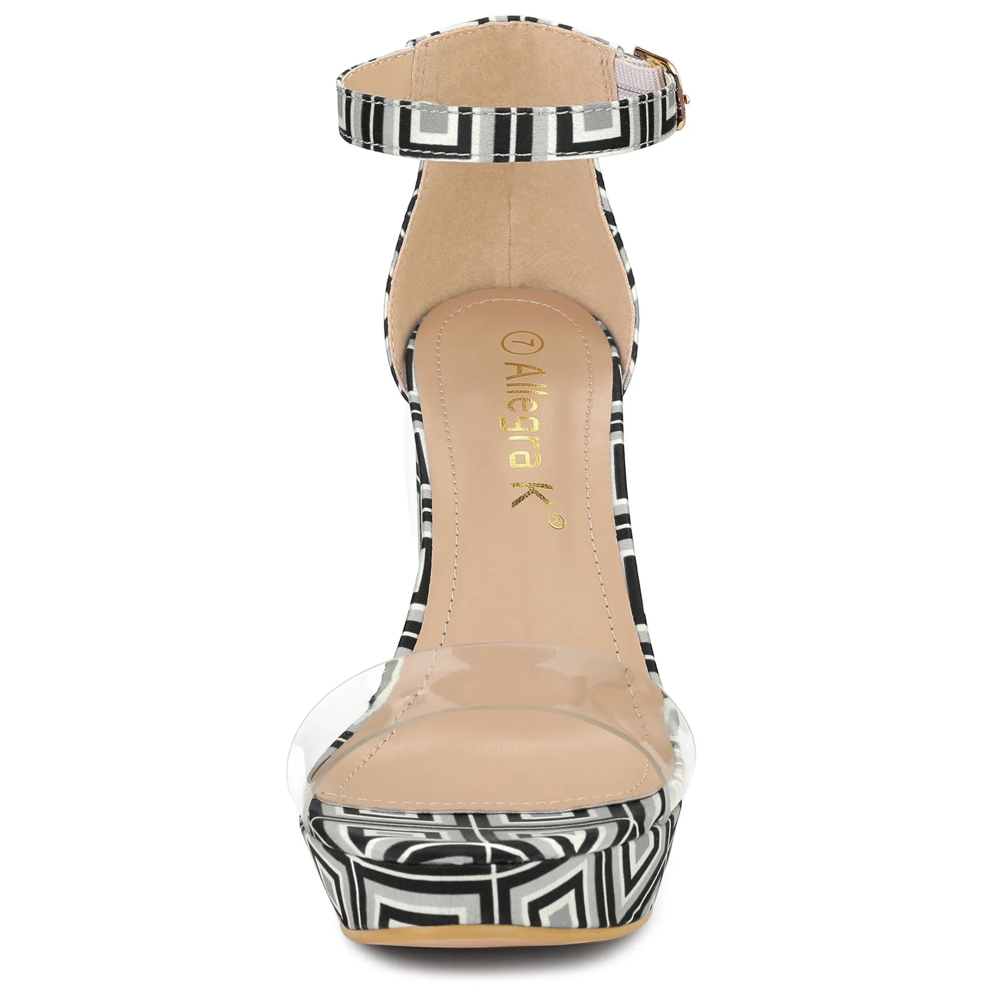 Printed Clear Platform Chunky Heel Sandals