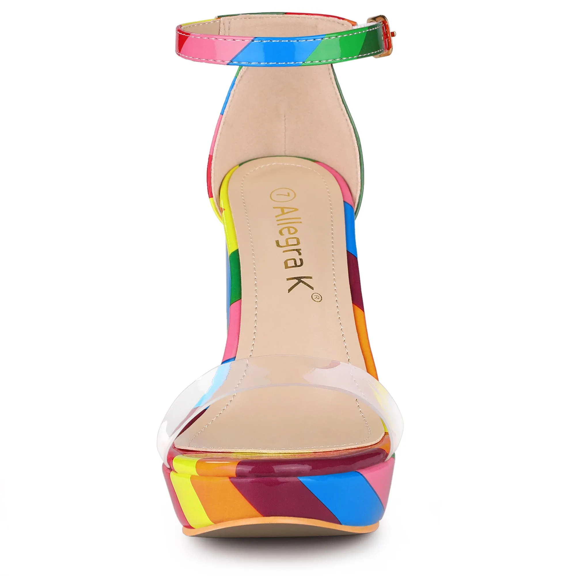 Printed Clear Platform Chunky Heel Sandals