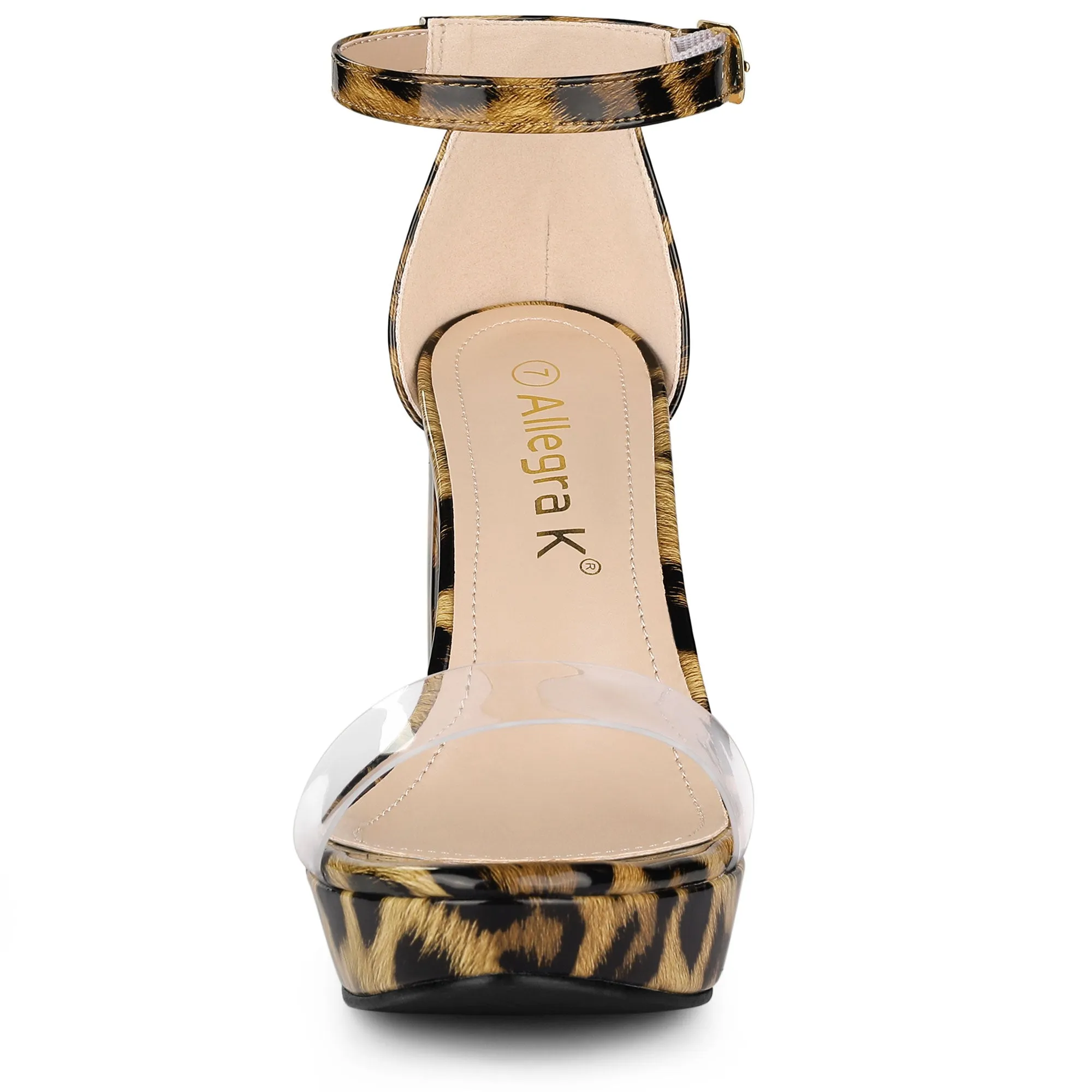 Printed Clear Platform Chunky Heel Sandals