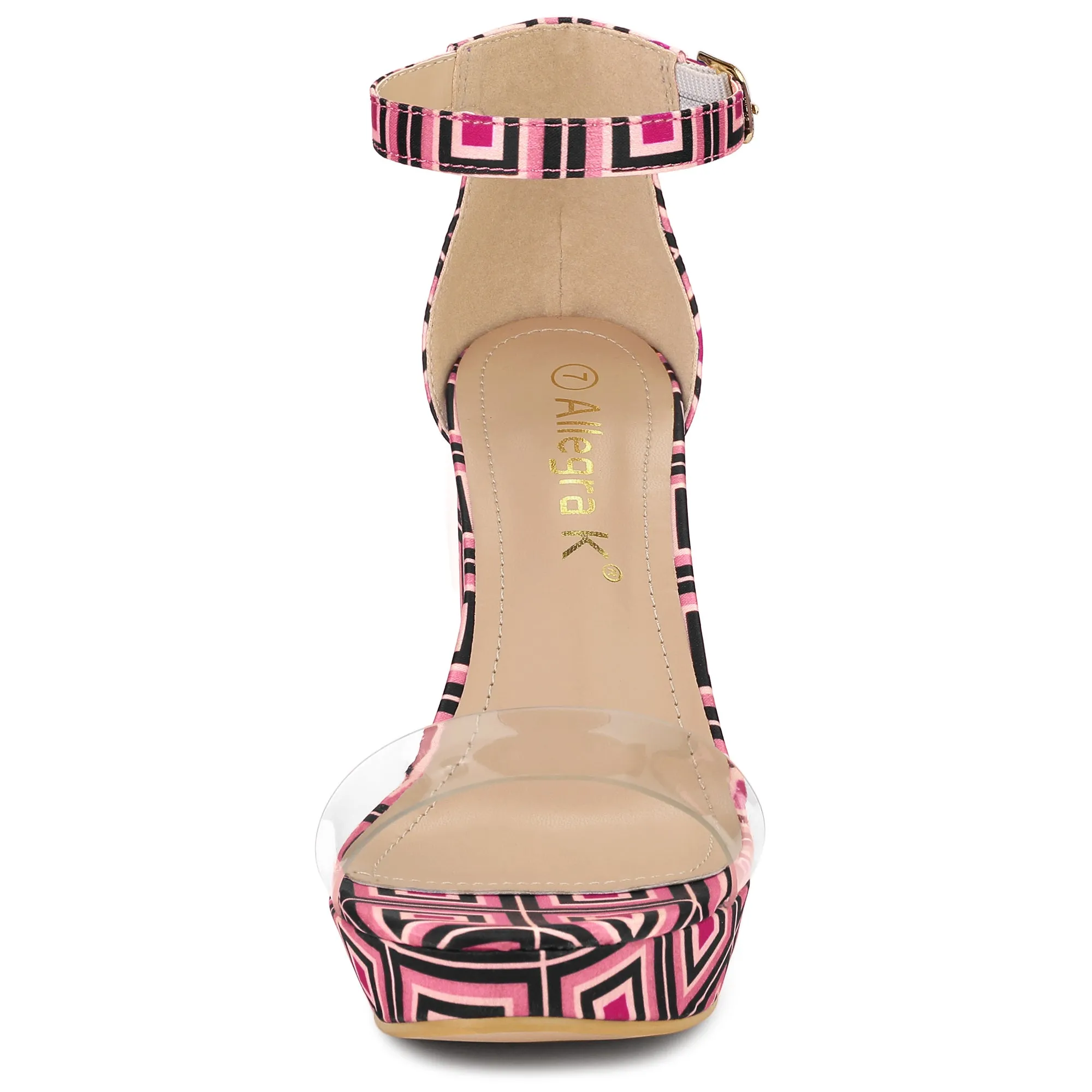 Printed Clear Platform Chunky Heel Sandals