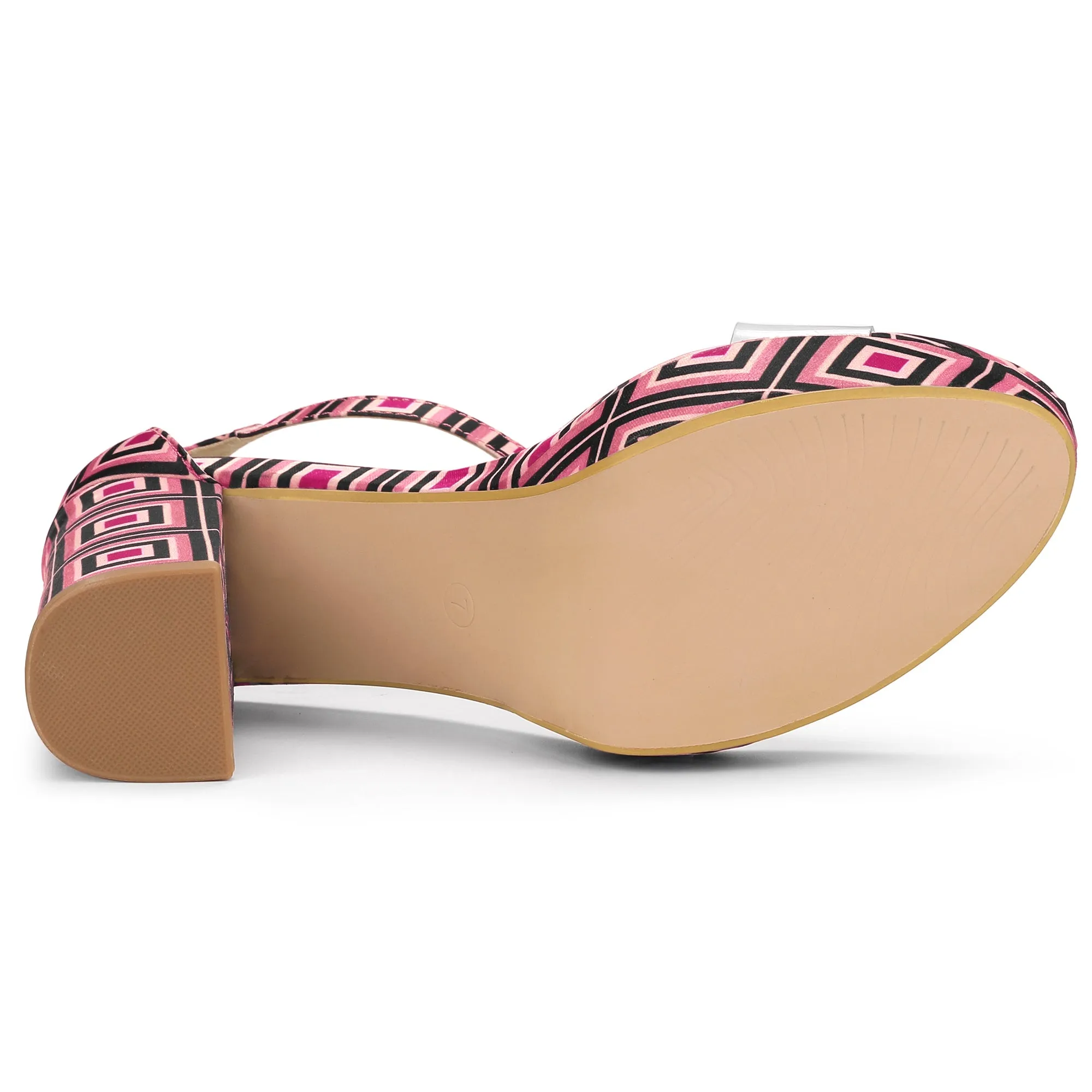 Printed Clear Platform Chunky Heel Sandals