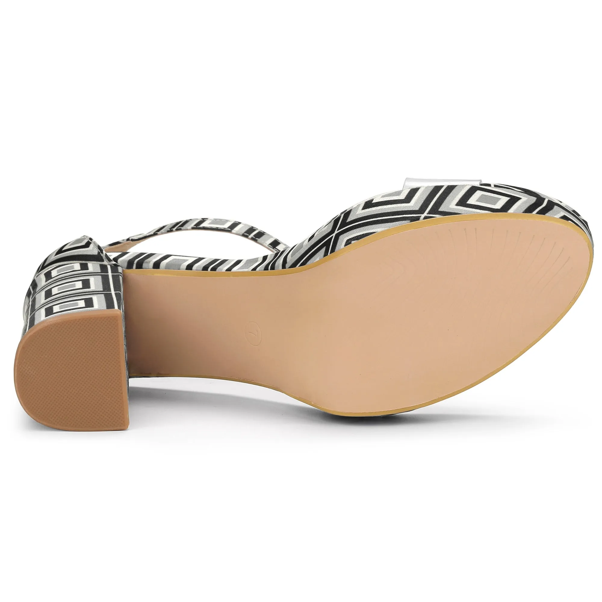 Printed Clear Platform Chunky Heel Sandals
