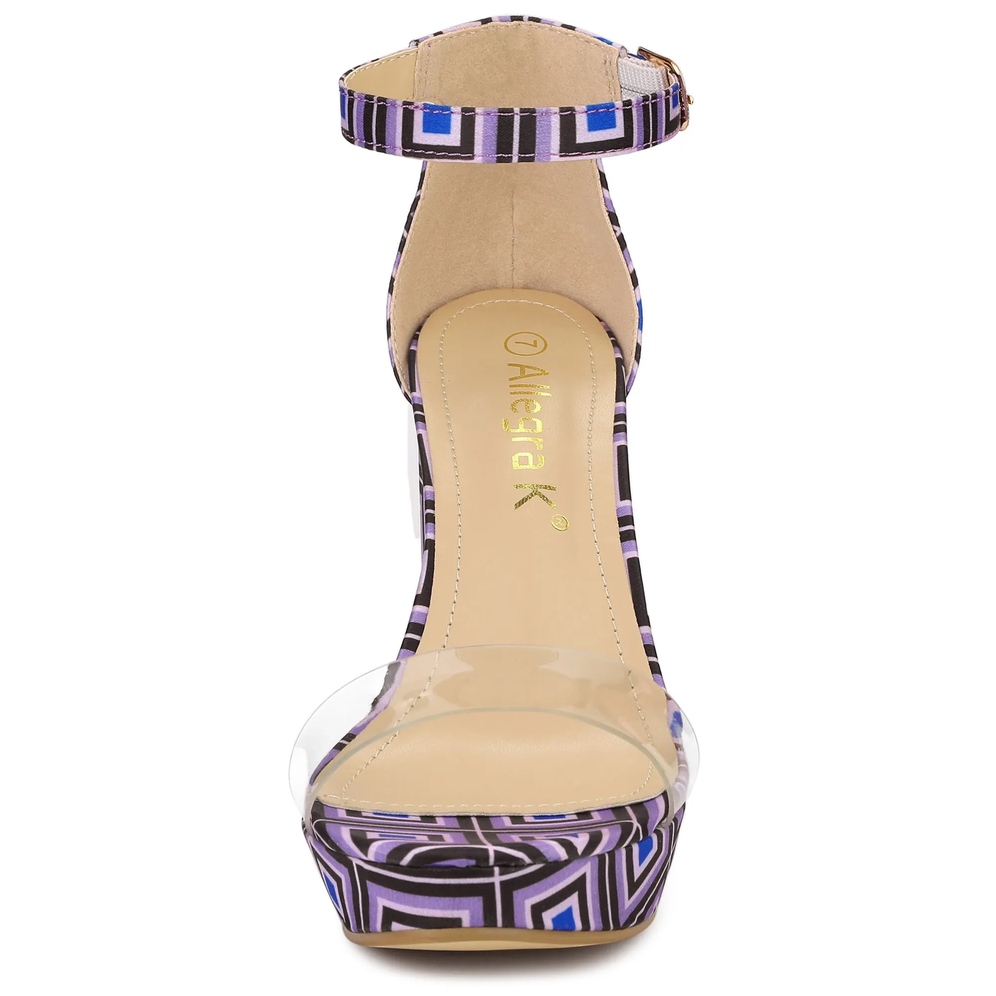 Printed Clear Platform Chunky Heel Sandals