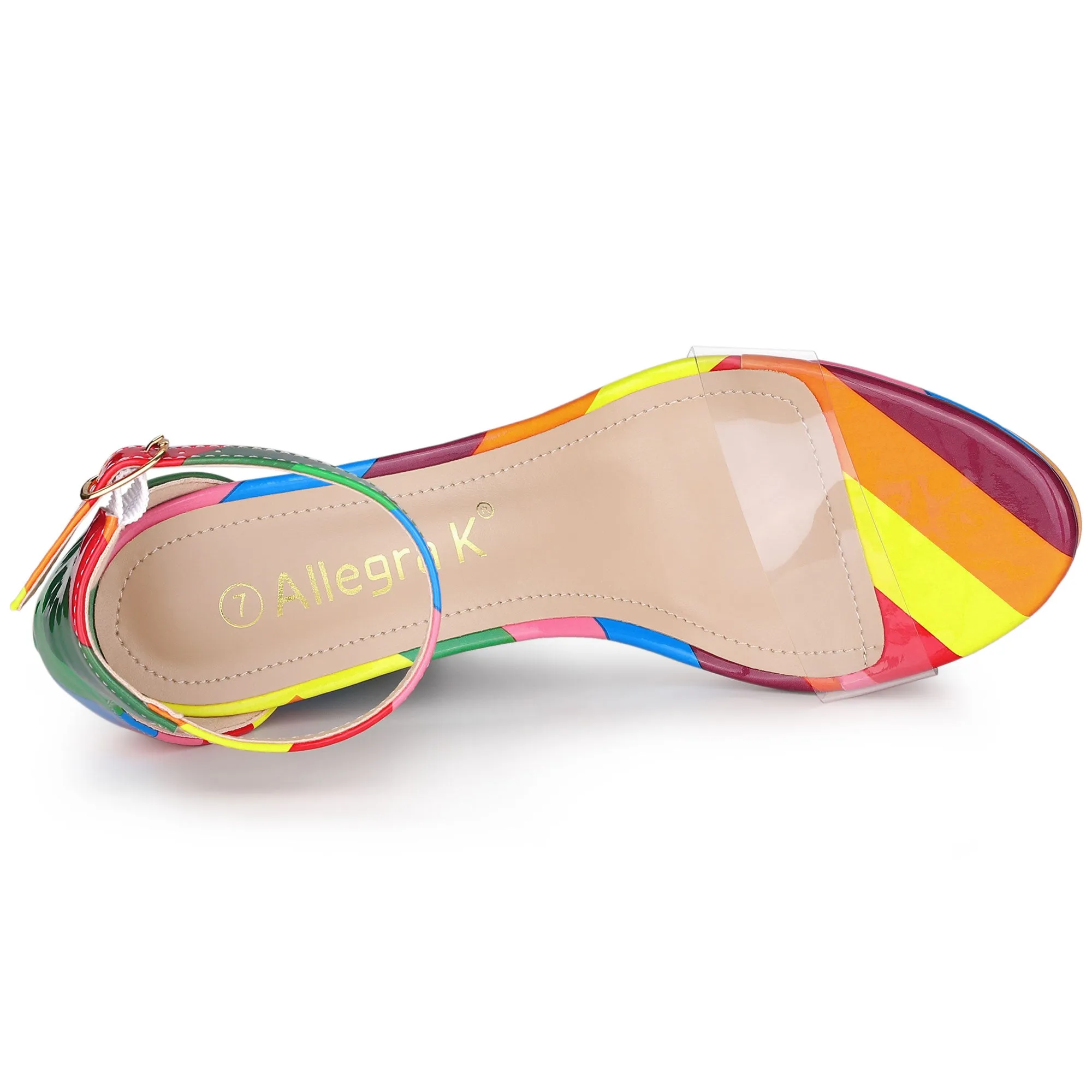 Printed Clear Platform Chunky Heel Sandals