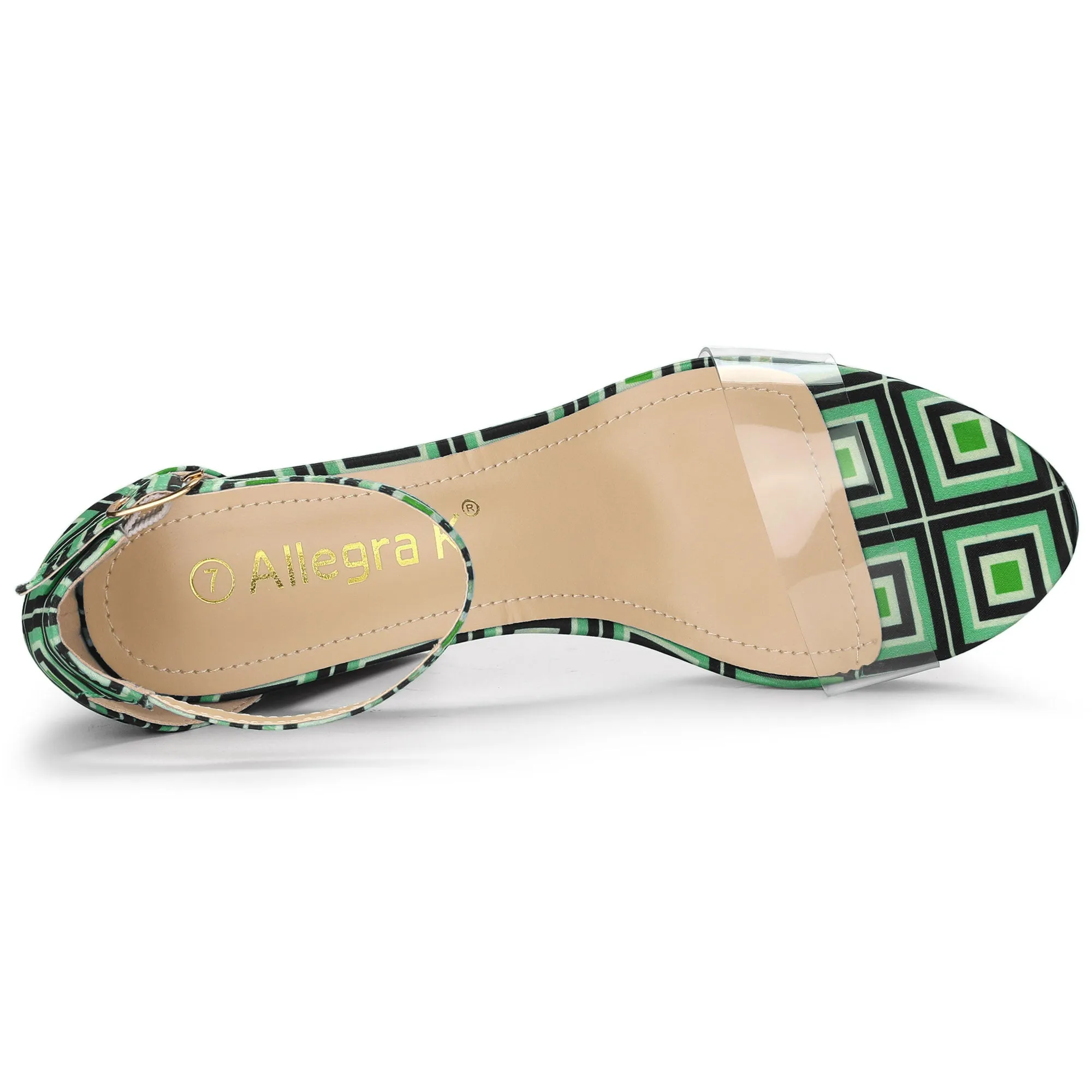 Printed Clear Platform Chunky Heel Sandals