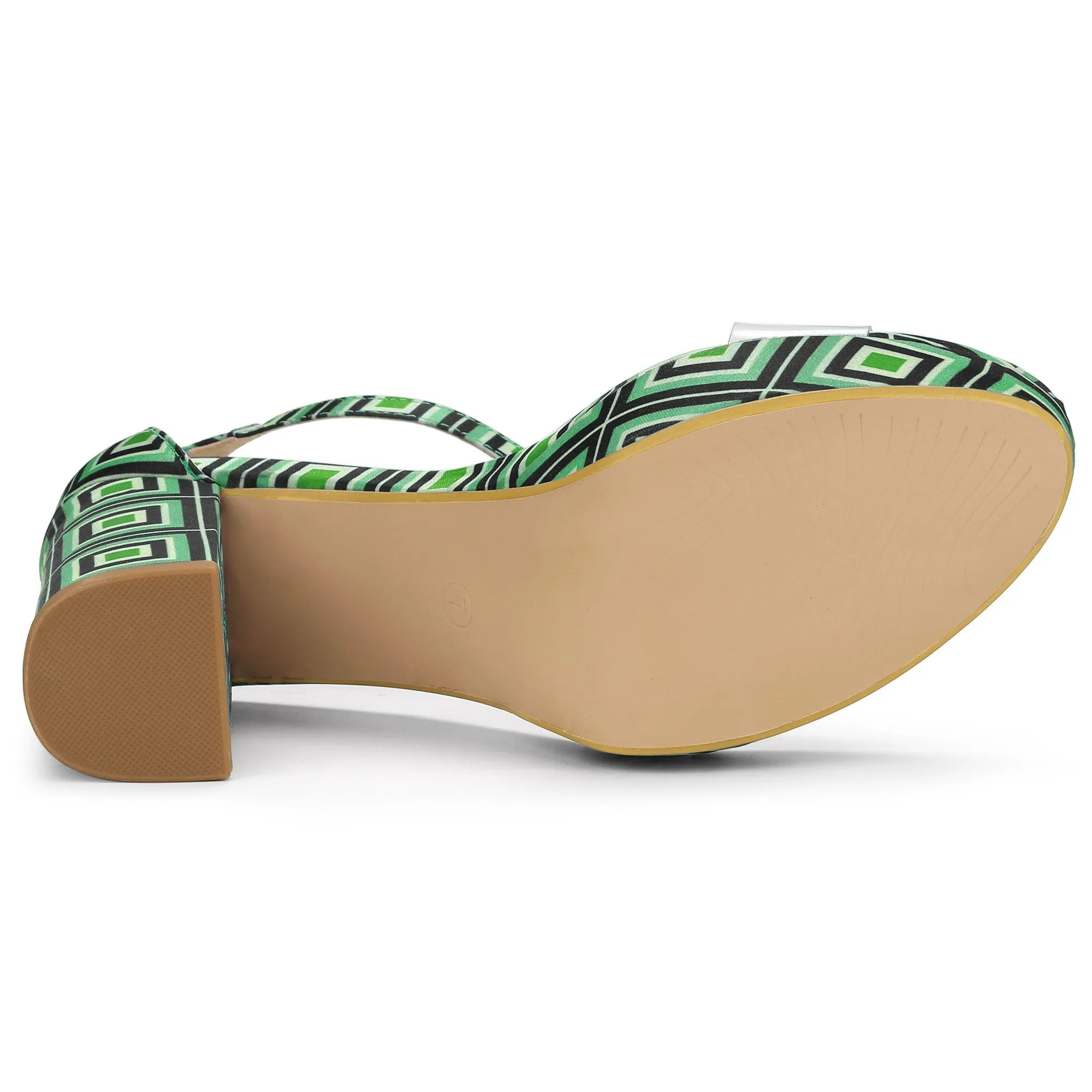 Printed Clear Platform Chunky Heel Sandals