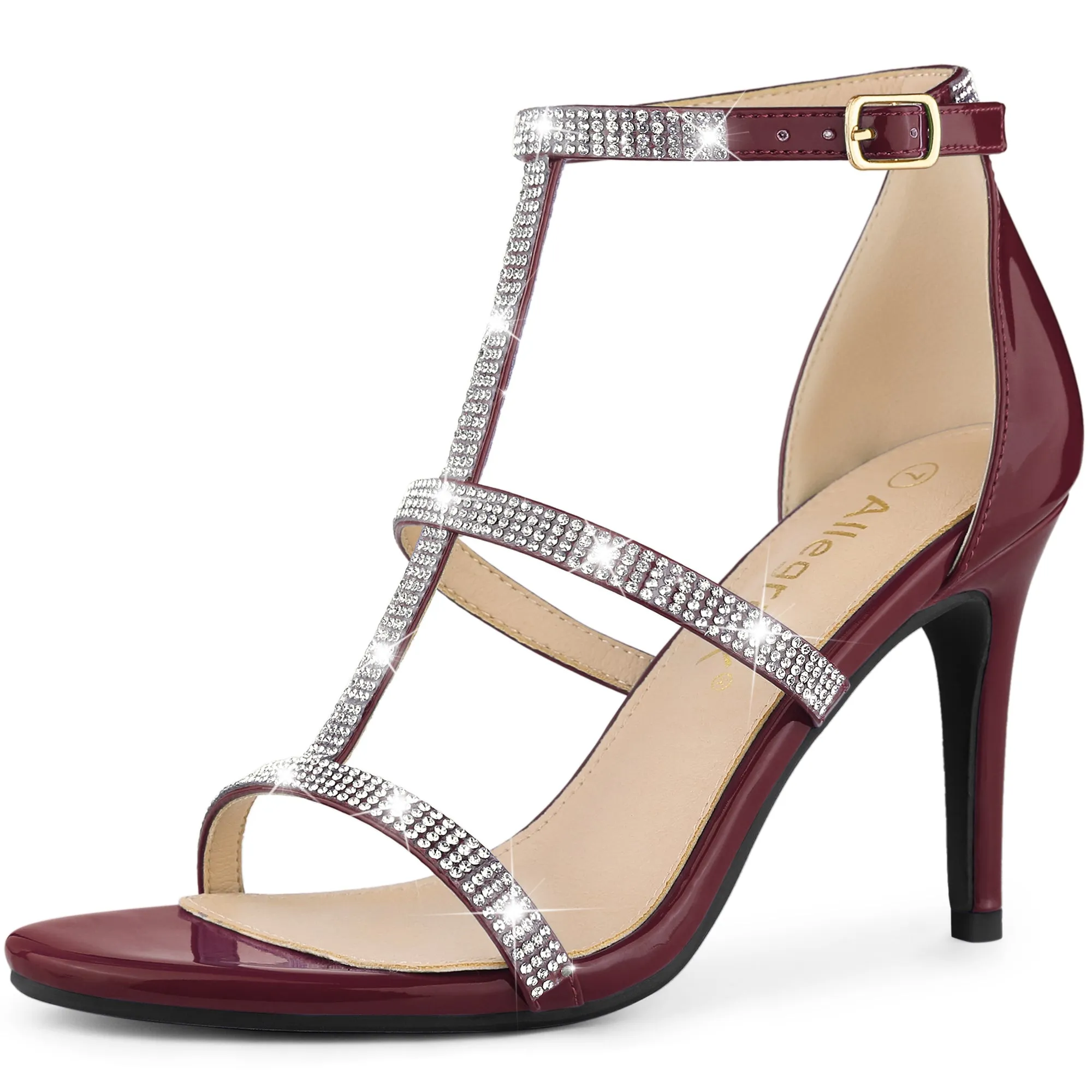Rhinestone Ankle Strap Stiletto High Heel Sandals