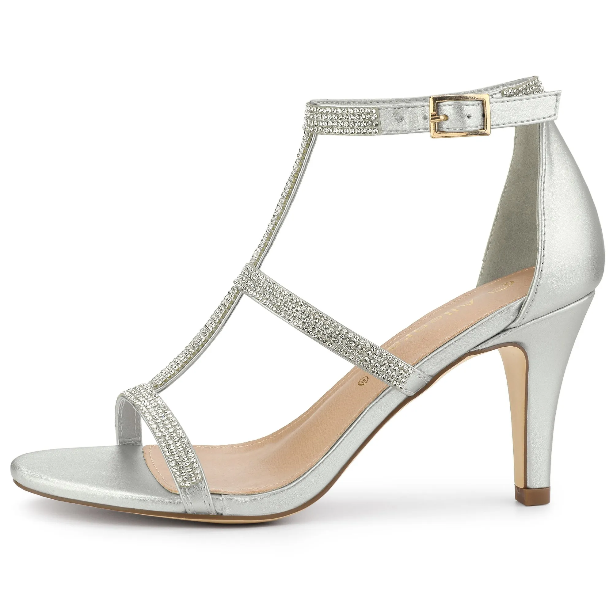 Rhinestone Ankle Strap Stiletto High Heel Sandals