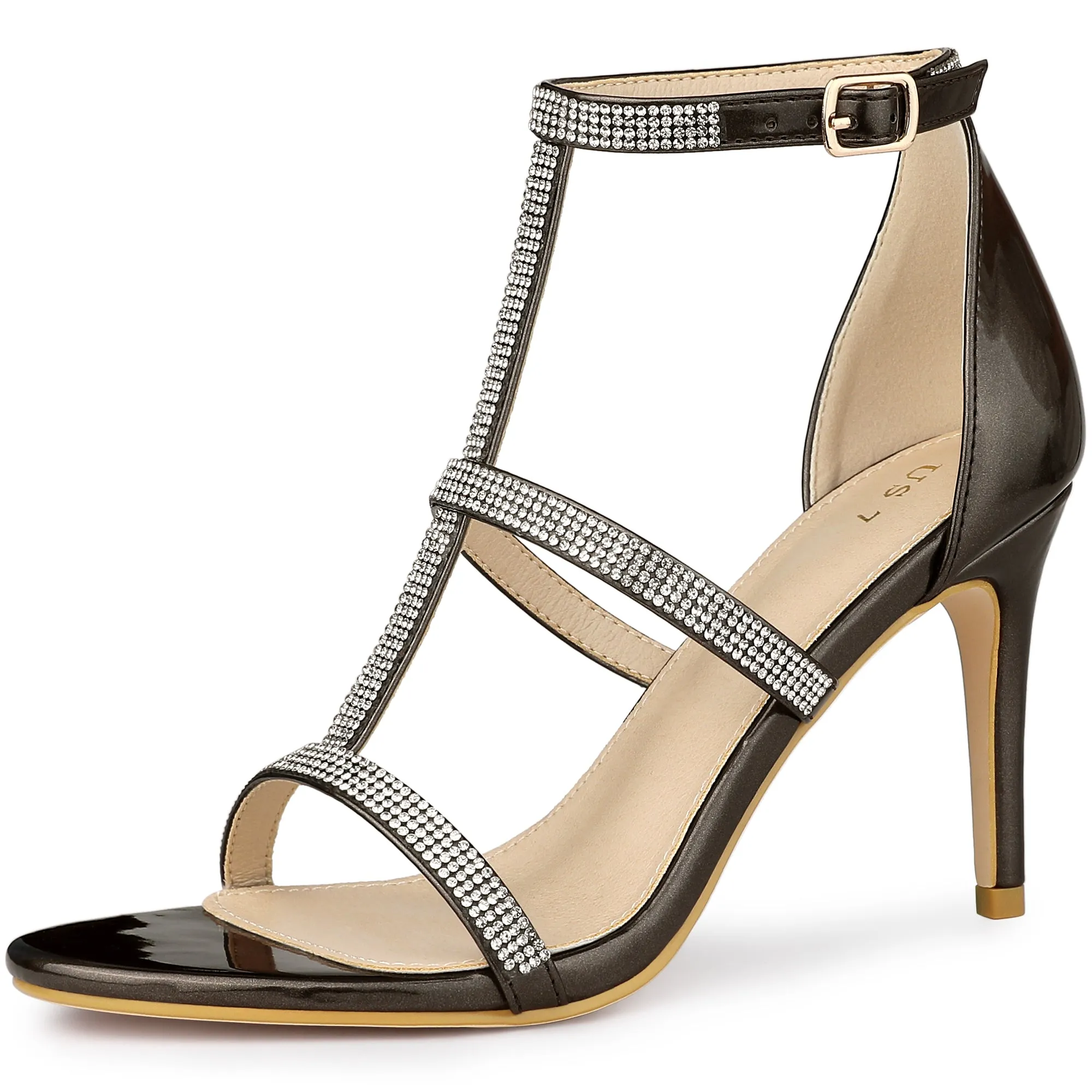 Rhinestone Ankle Strap Stiletto High Heel Sandals