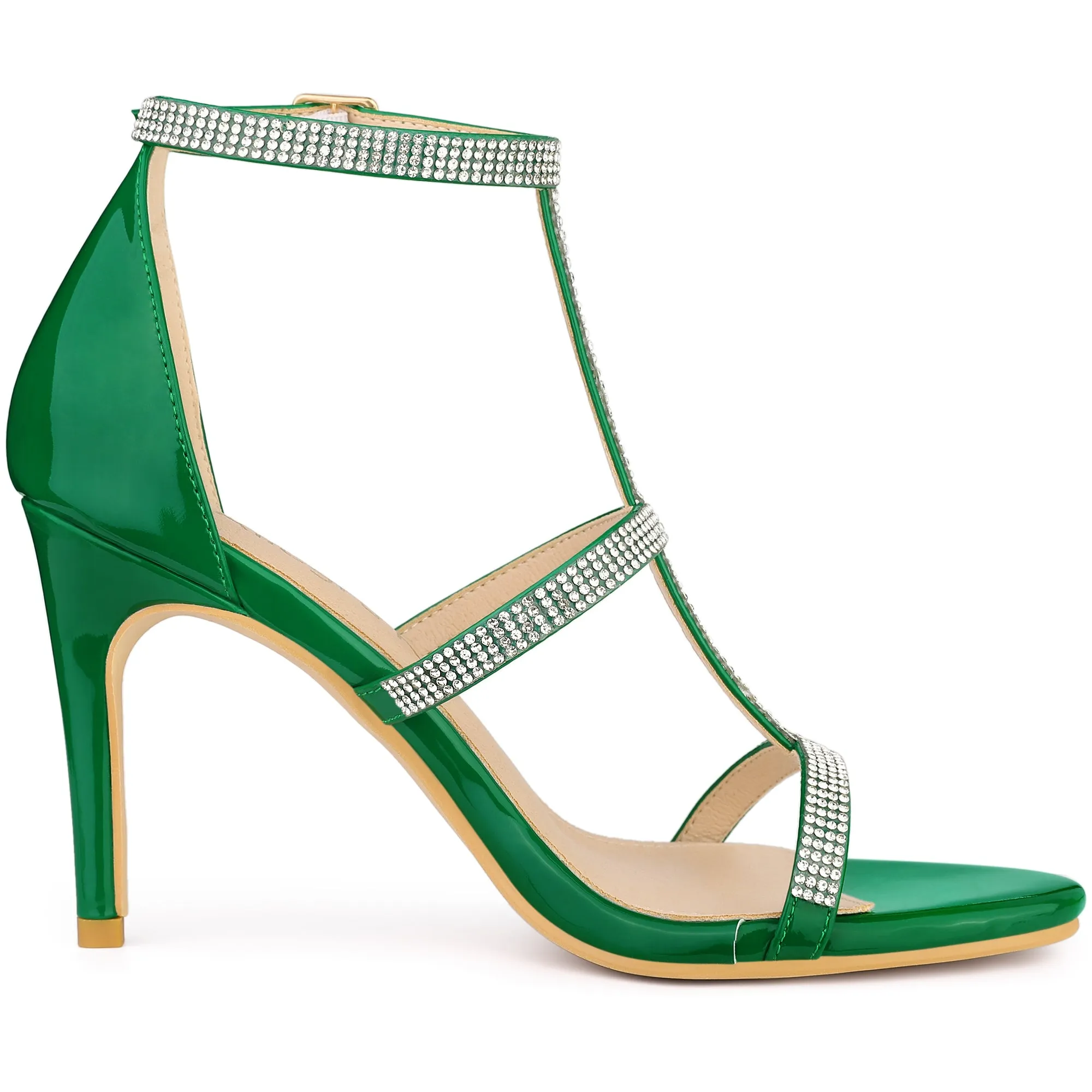 Rhinestone Ankle Strap Stiletto High Heel Sandals