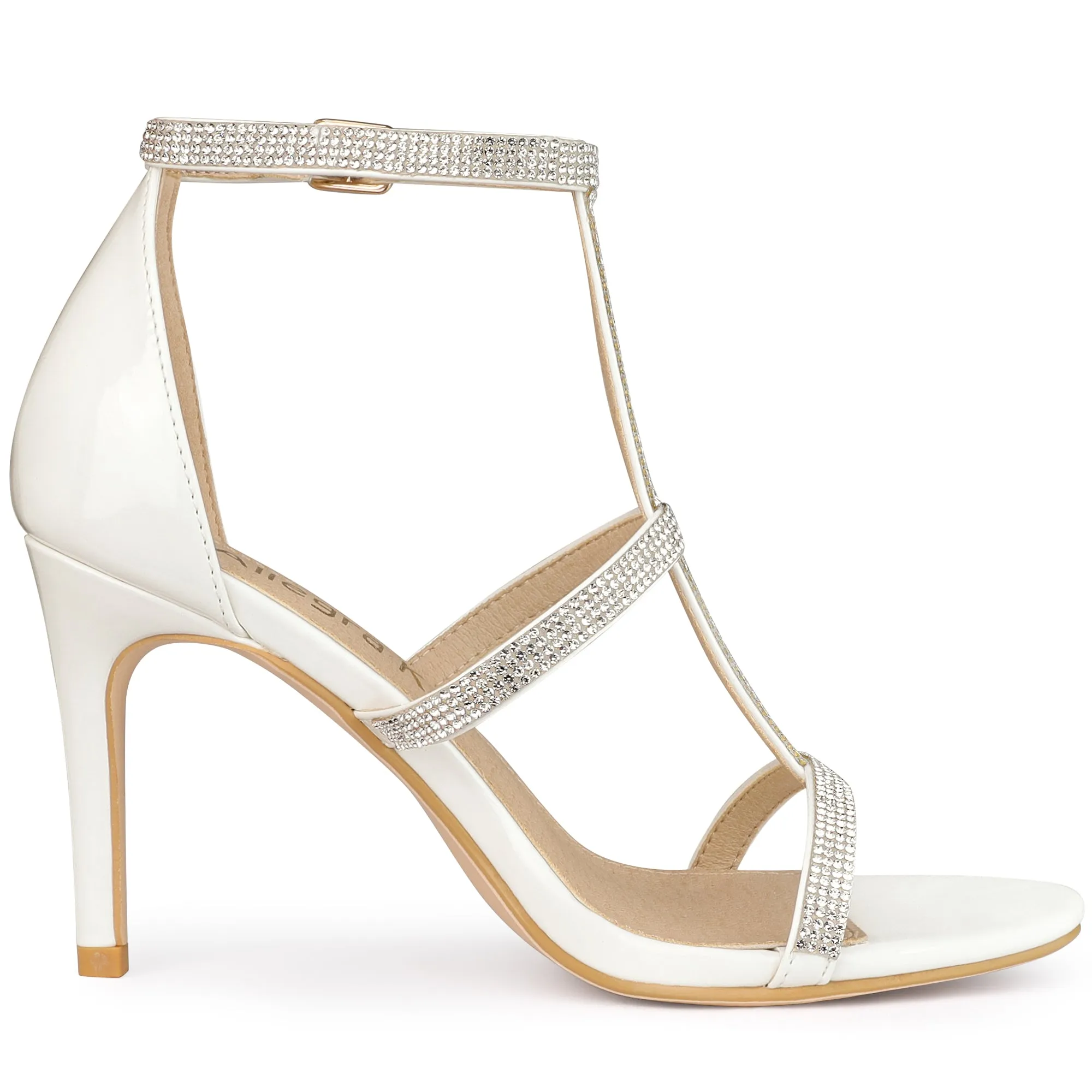 Rhinestone Ankle Strap Stiletto High Heel Sandals