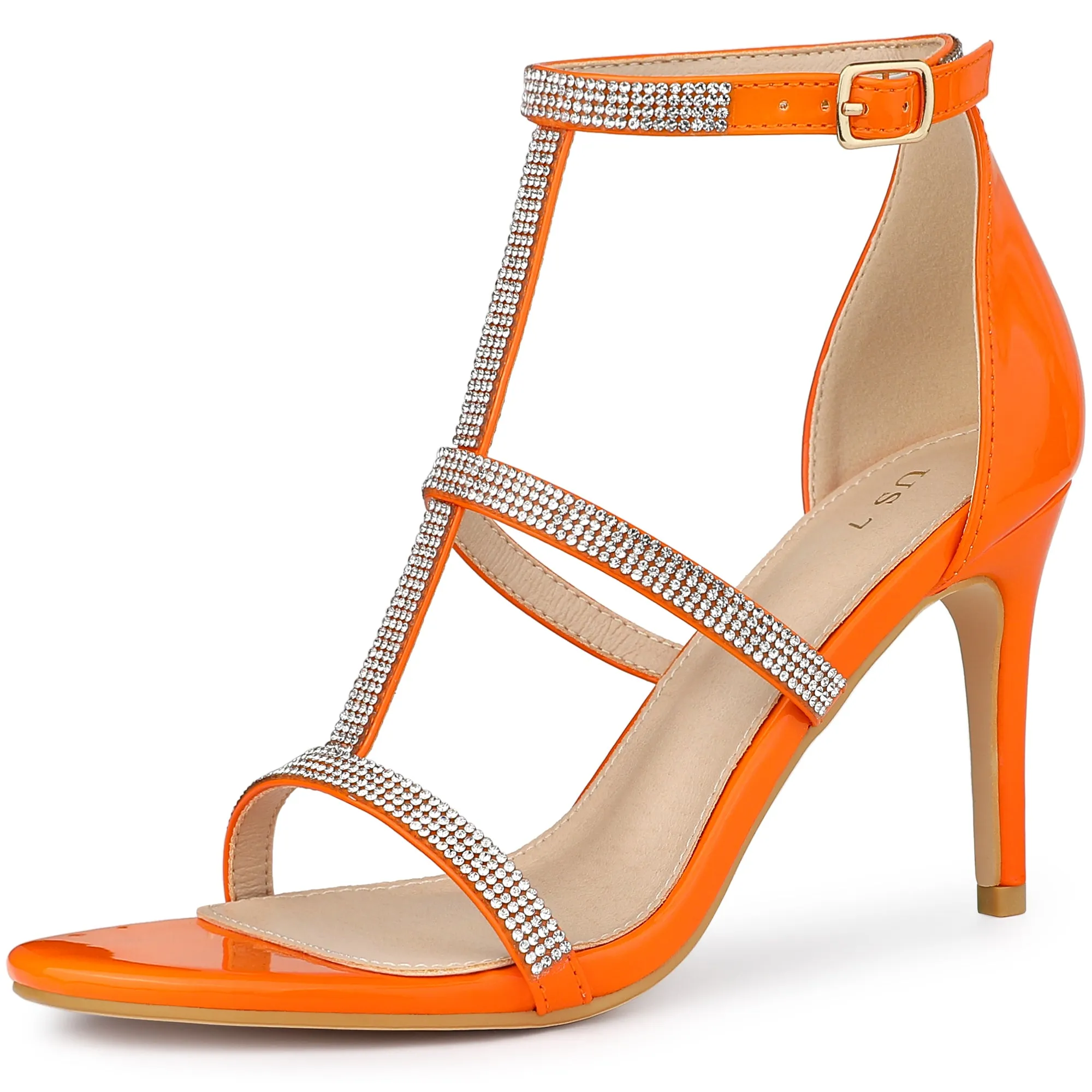 Rhinestone Ankle Strap Stiletto High Heel Sandals