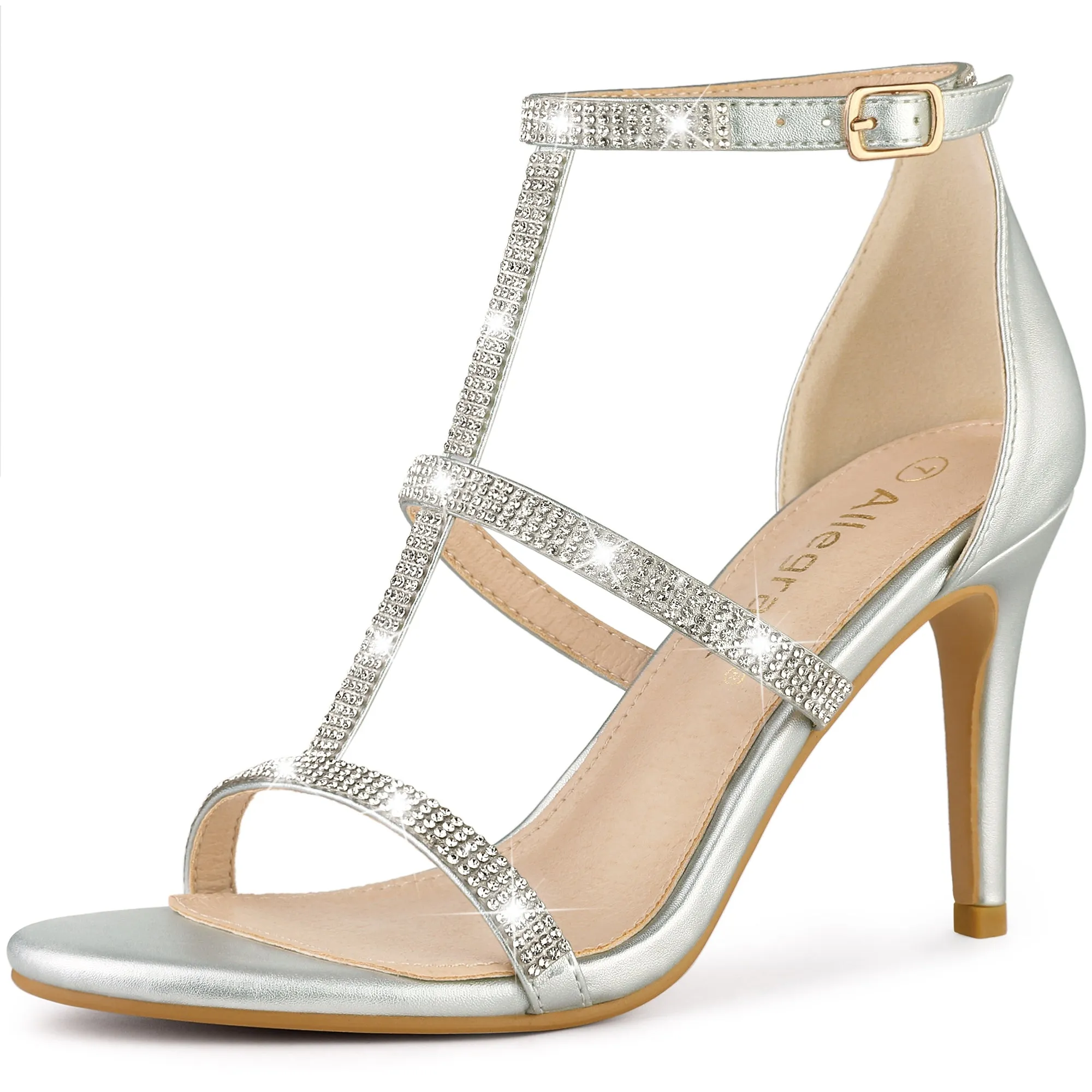 Rhinestone Ankle Strap Stiletto High Heel Sandals