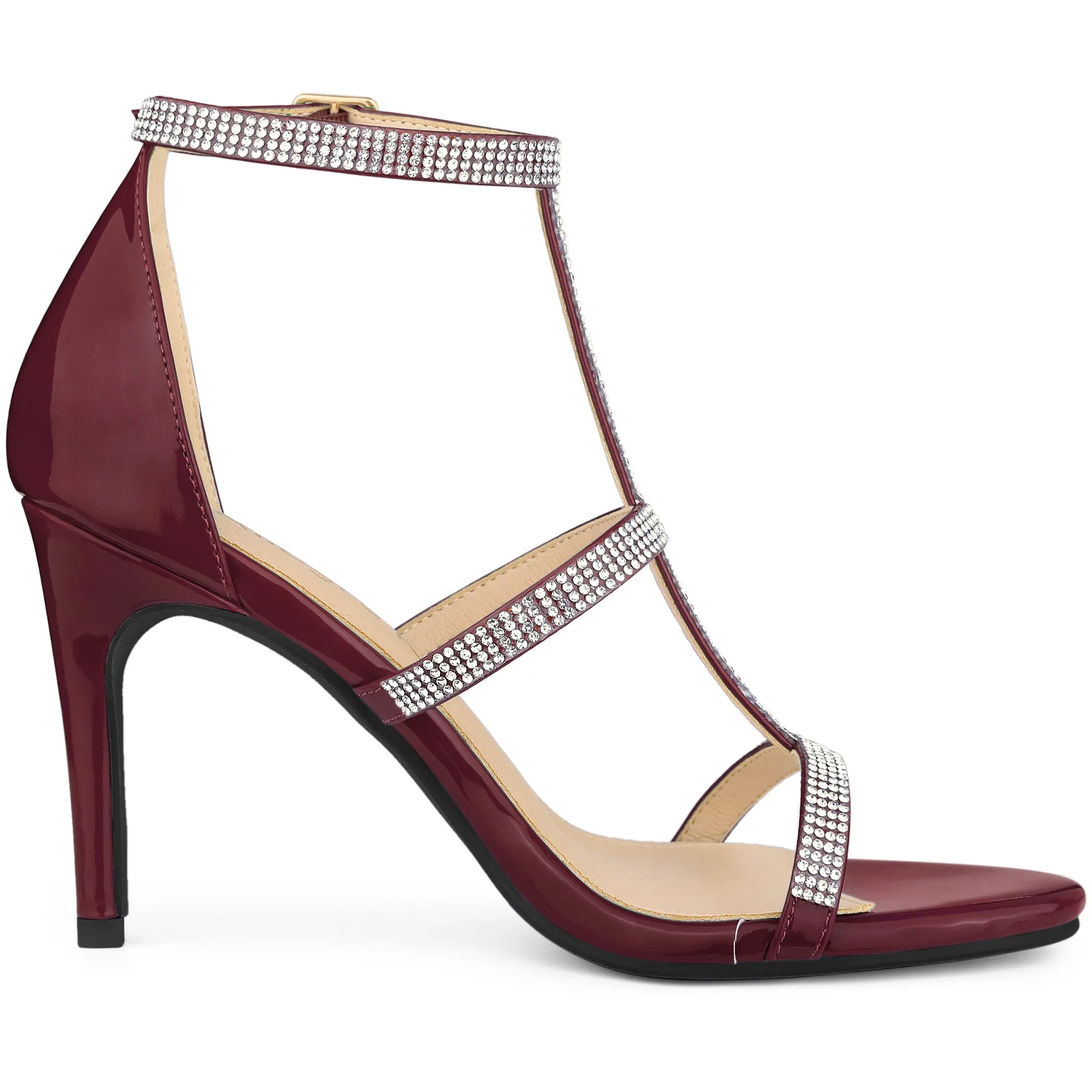 Rhinestone Ankle Strap Stiletto High Heel Sandals