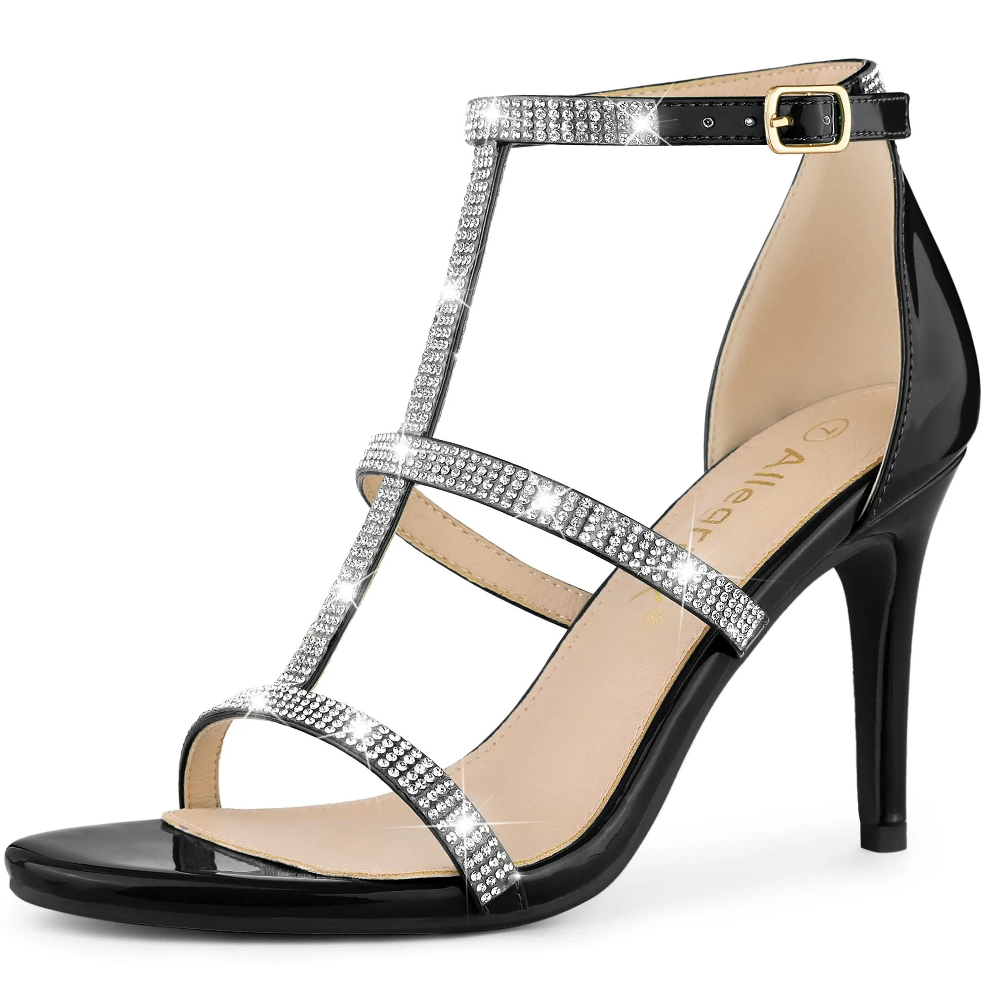 Rhinestone Ankle Strap Stiletto High Heel Sandals