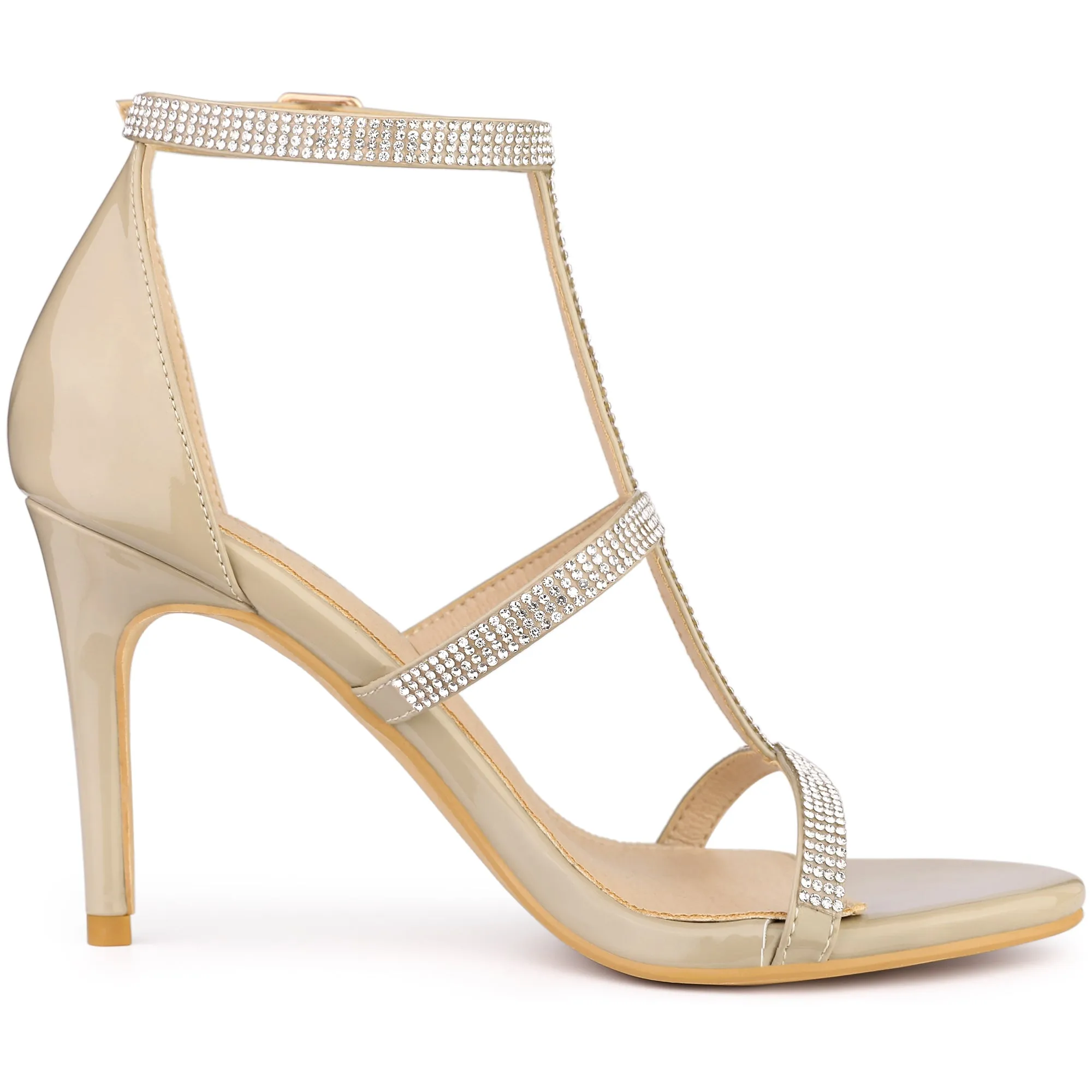 Rhinestone Ankle Strap Stiletto High Heel Sandals