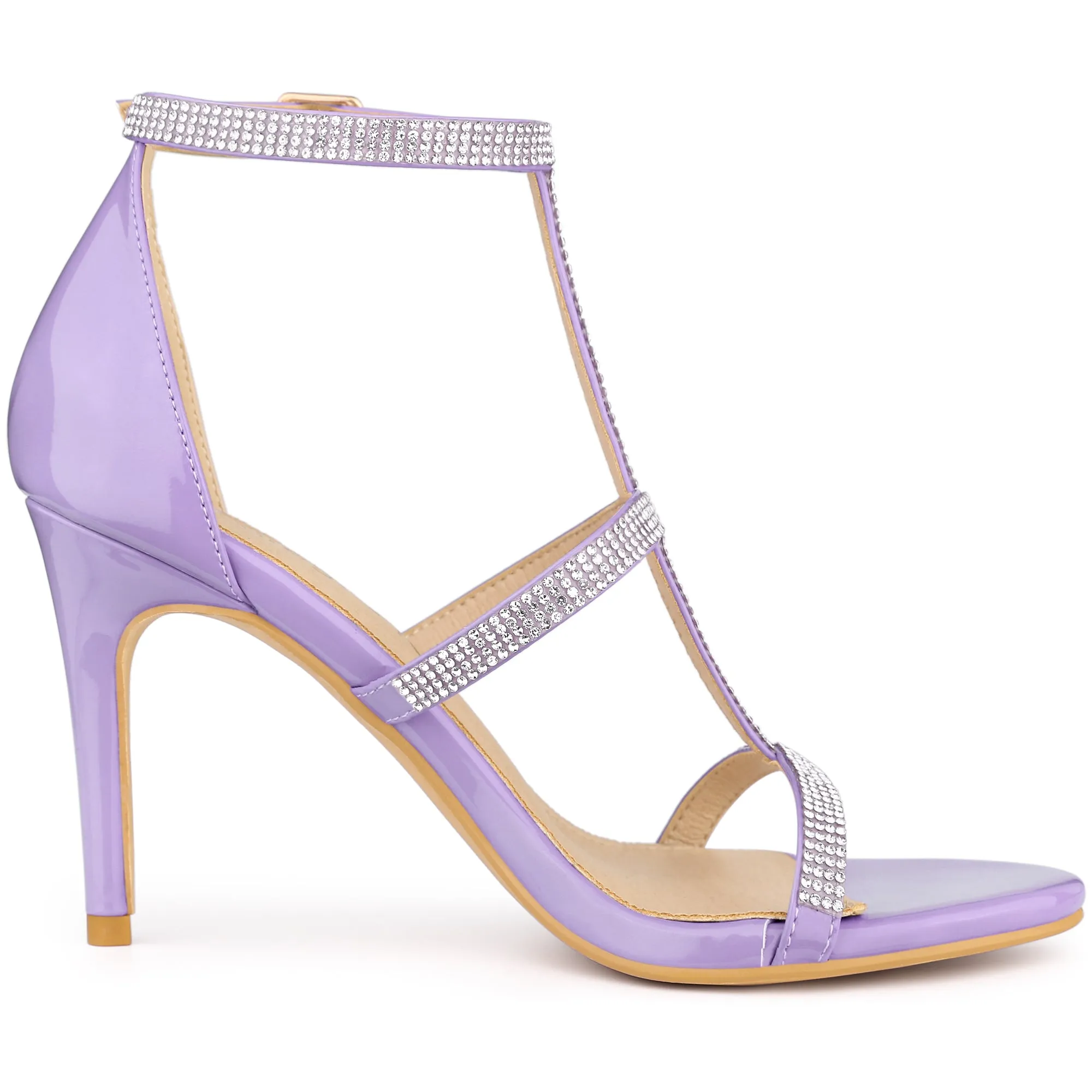Rhinestone Ankle Strap Stiletto High Heel Sandals