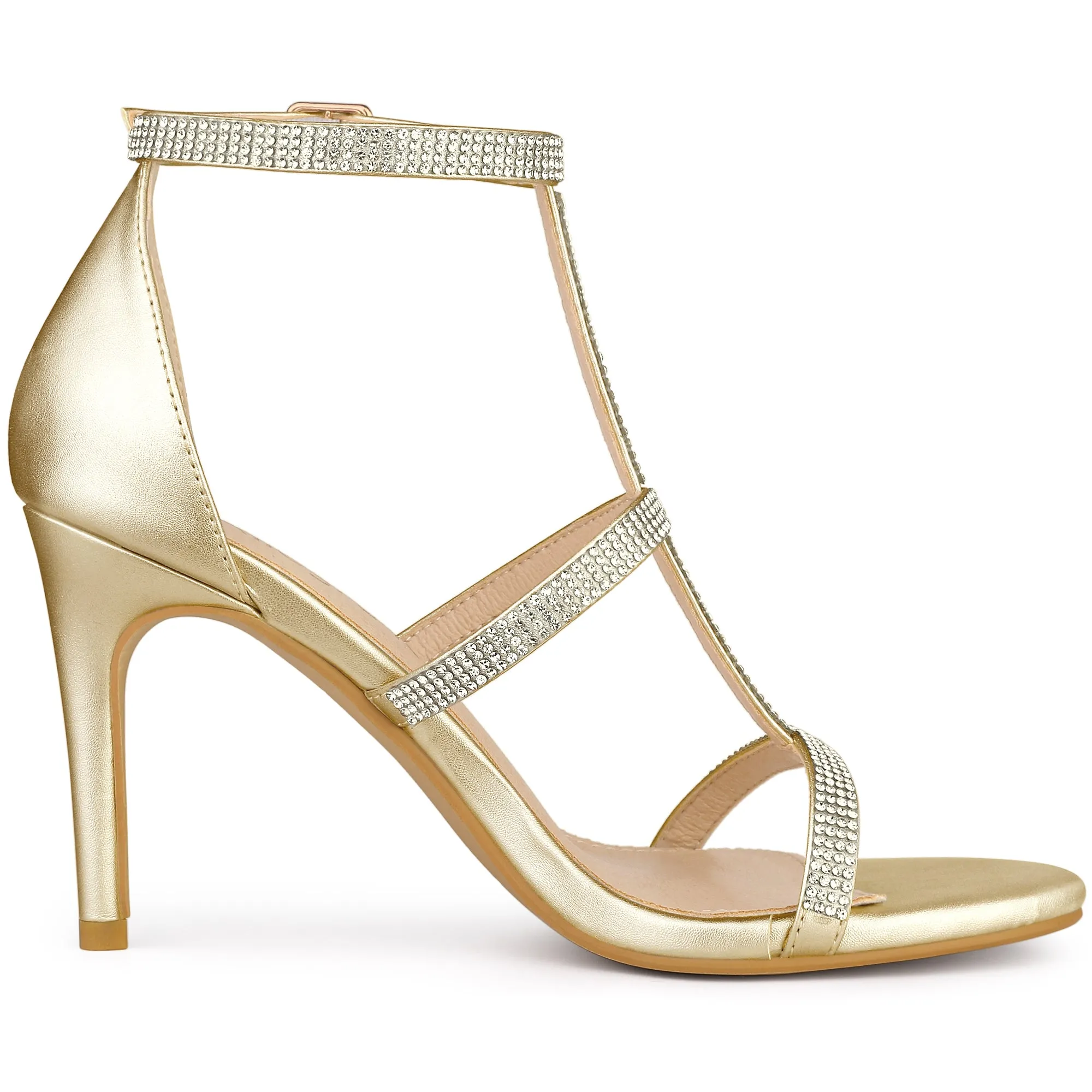 Rhinestone Ankle Strap Stiletto High Heel Sandals