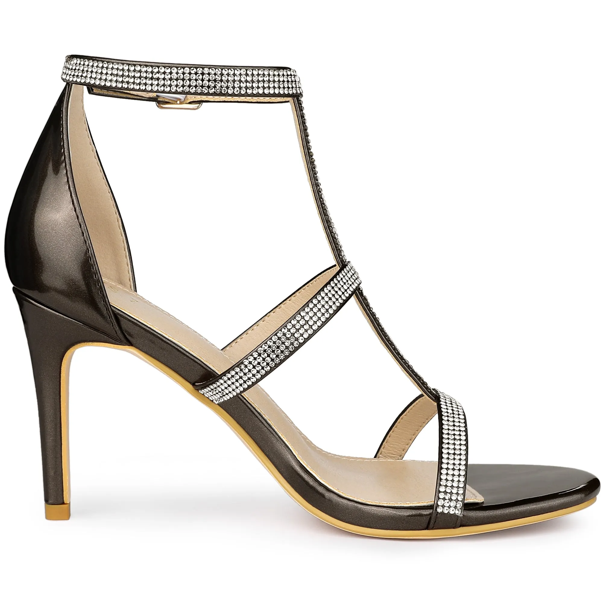 Rhinestone Ankle Strap Stiletto High Heel Sandals