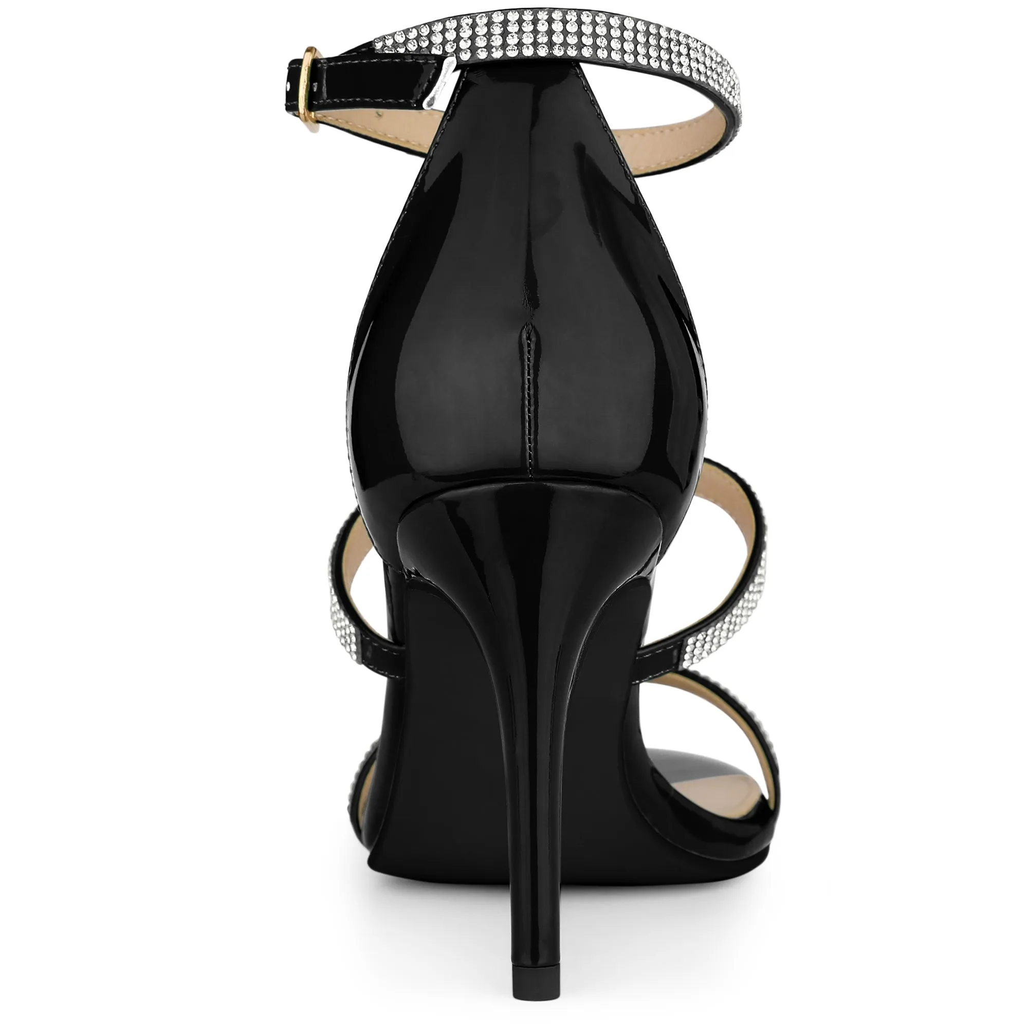 Rhinestone Ankle Strap Stiletto High Heel Sandals
