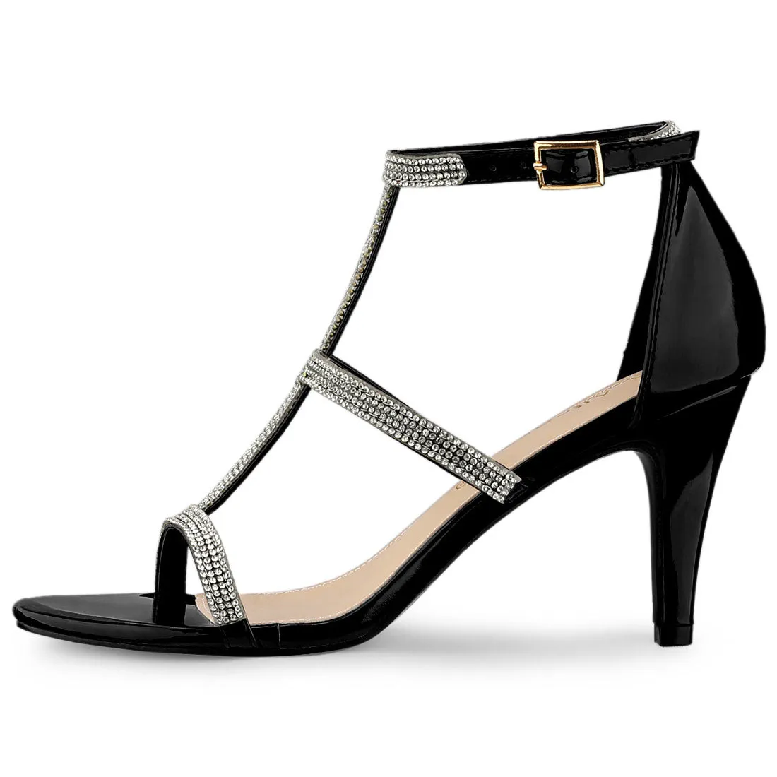 Rhinestone Ankle Strap Stiletto High Heel Sandals