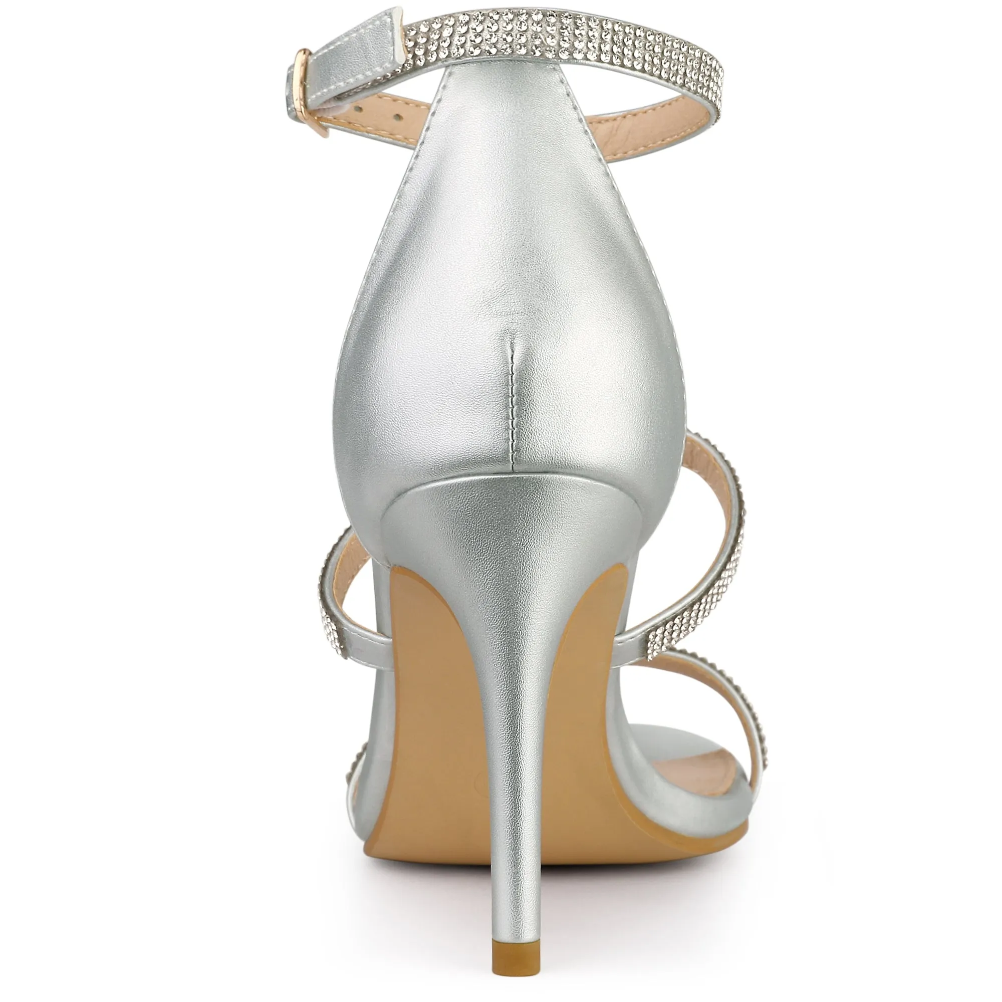 Rhinestone Ankle Strap Stiletto High Heel Sandals