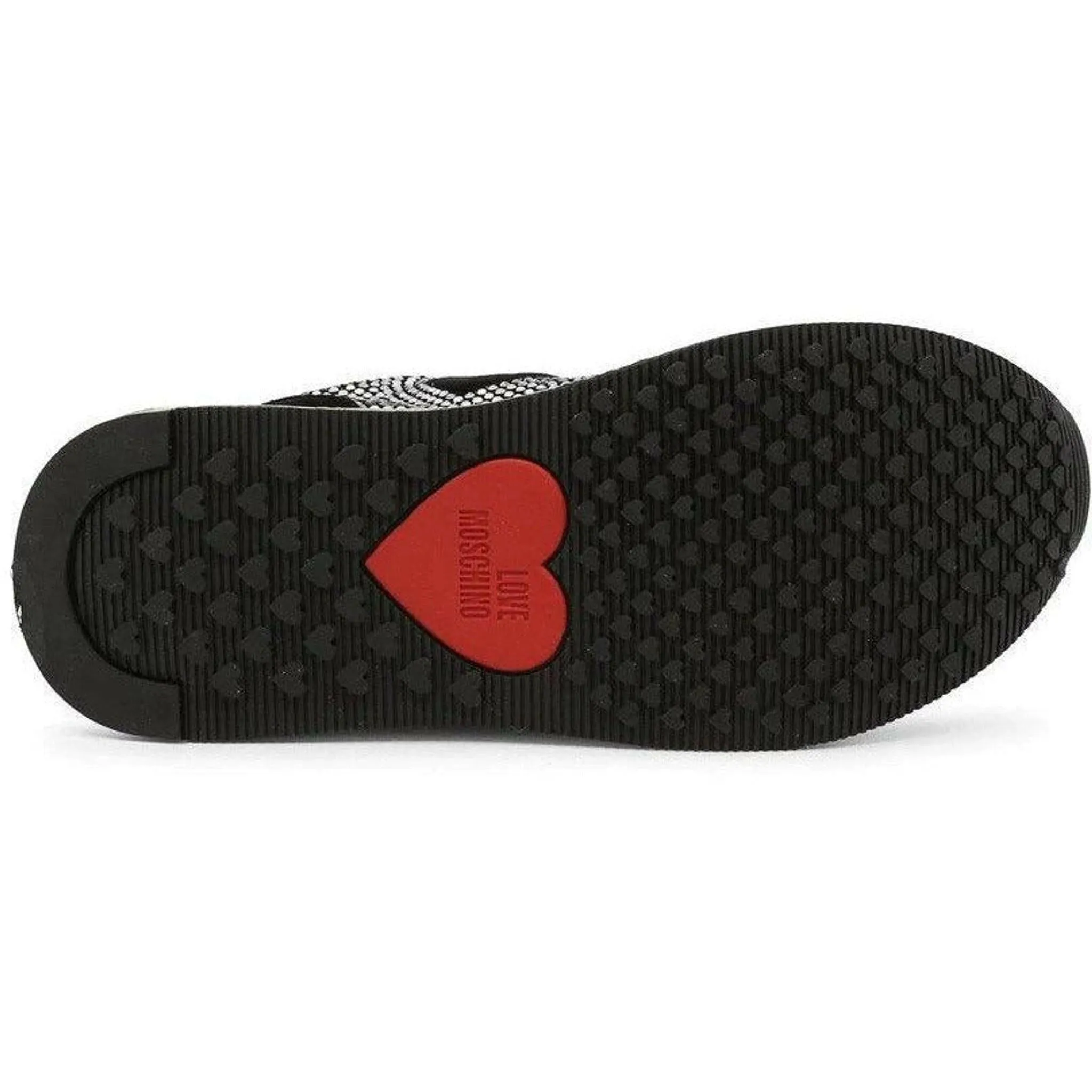 Rhinestone Heart Sneakers - Black