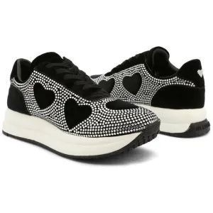 Rhinestone Heart Sneakers - Black
