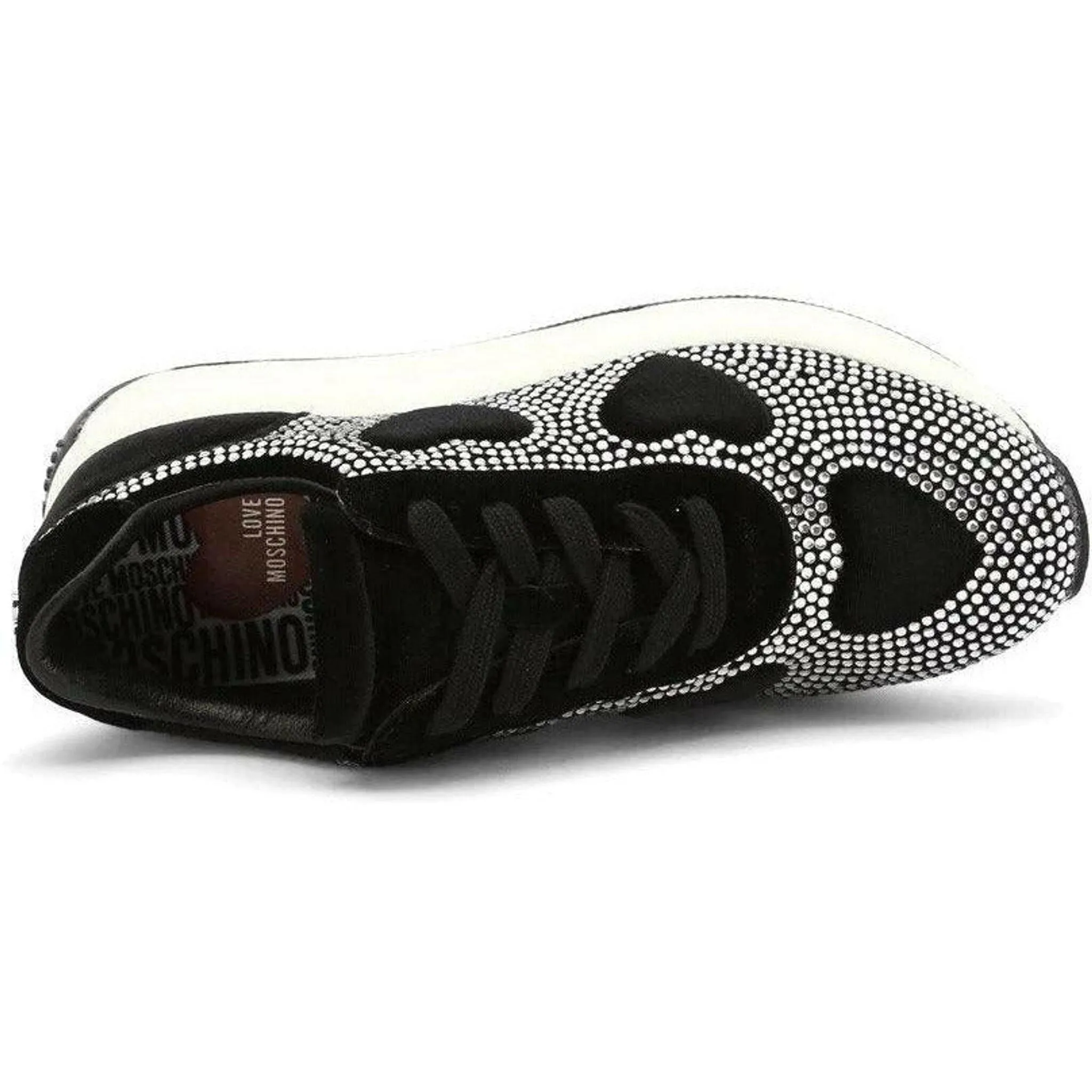Rhinestone Heart Sneakers - Black