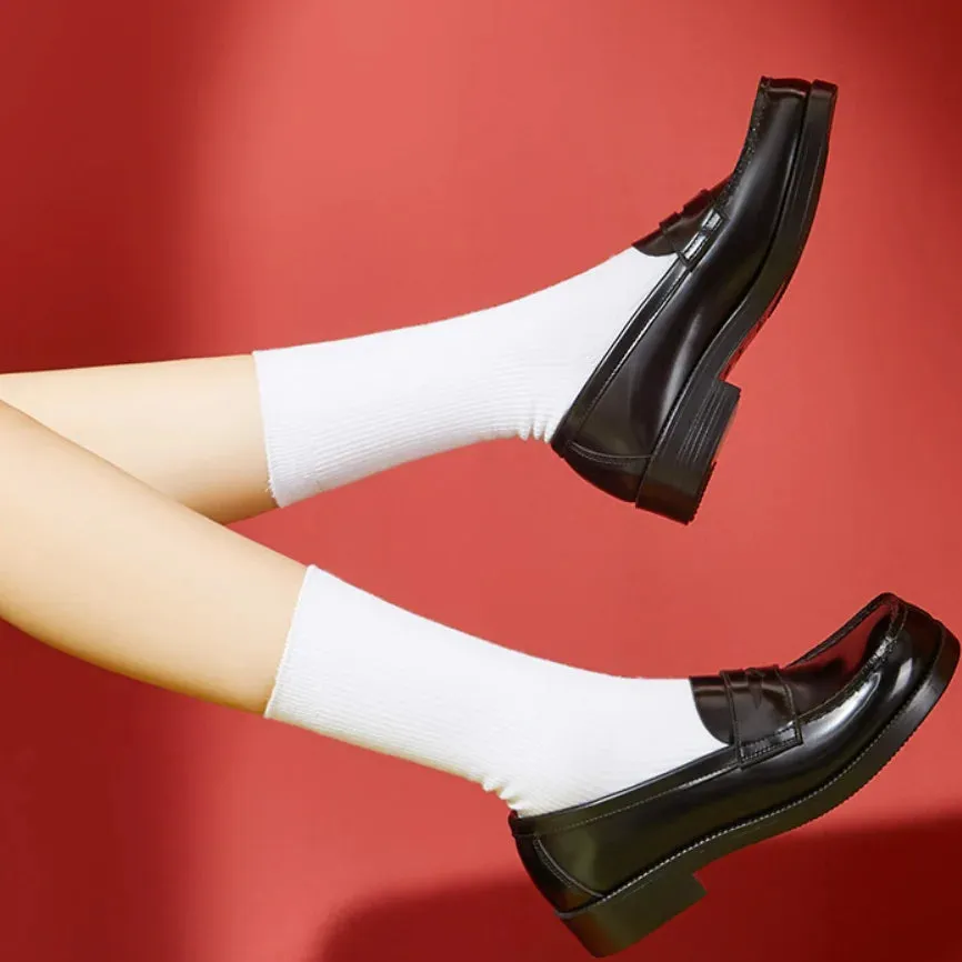 Sohiwoo Sweet Girls Lolita Japanese JK Shoes Students Mid Heels Loafers School Shallow Shoes