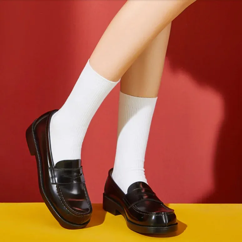 Sohiwoo Sweet Girls Lolita Japanese JK Shoes Students Mid Heels Loafers School Shallow Shoes