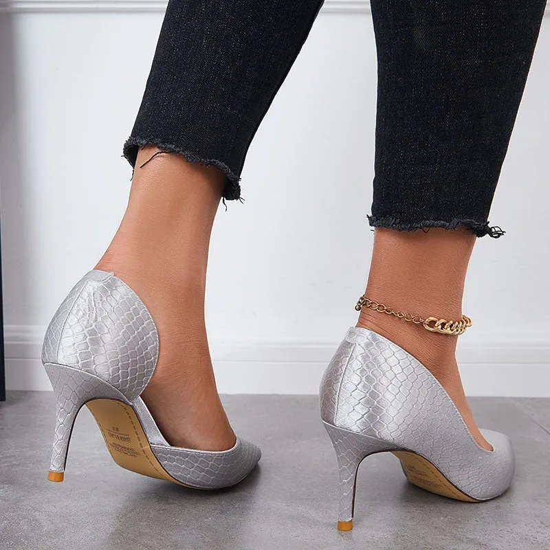 Sohiwoo Women Cutout High Heels Pumps Pointed Toe Slip on Stiletto Dress Shoes
