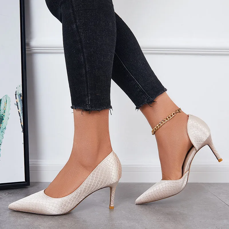 Sohiwoo Women Cutout High Heels Pumps Pointed Toe Slip on Stiletto Dress Shoes